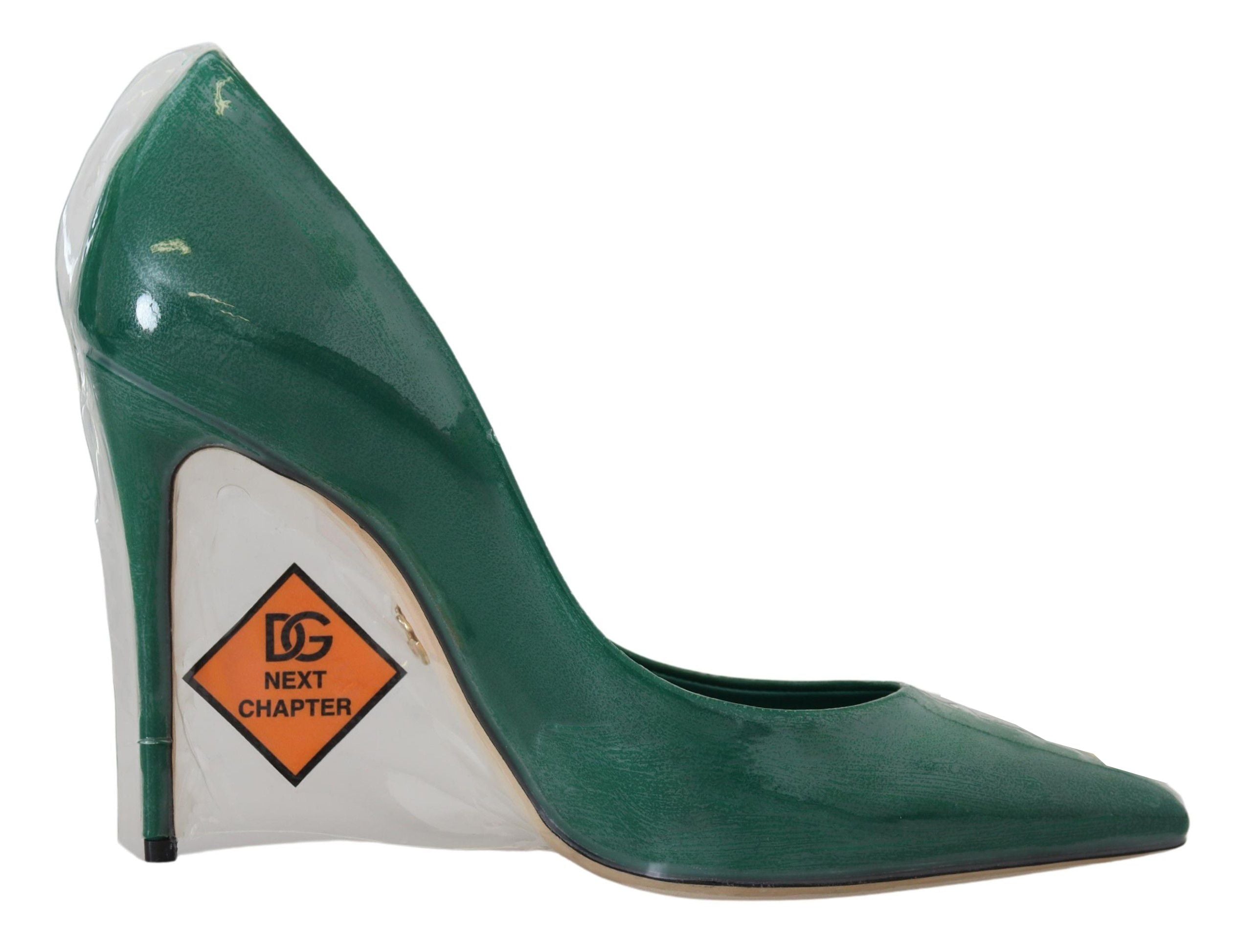 Dolce & Gabbana Green Leather Heels Pumps Plastic Shoes LUNESCAPE