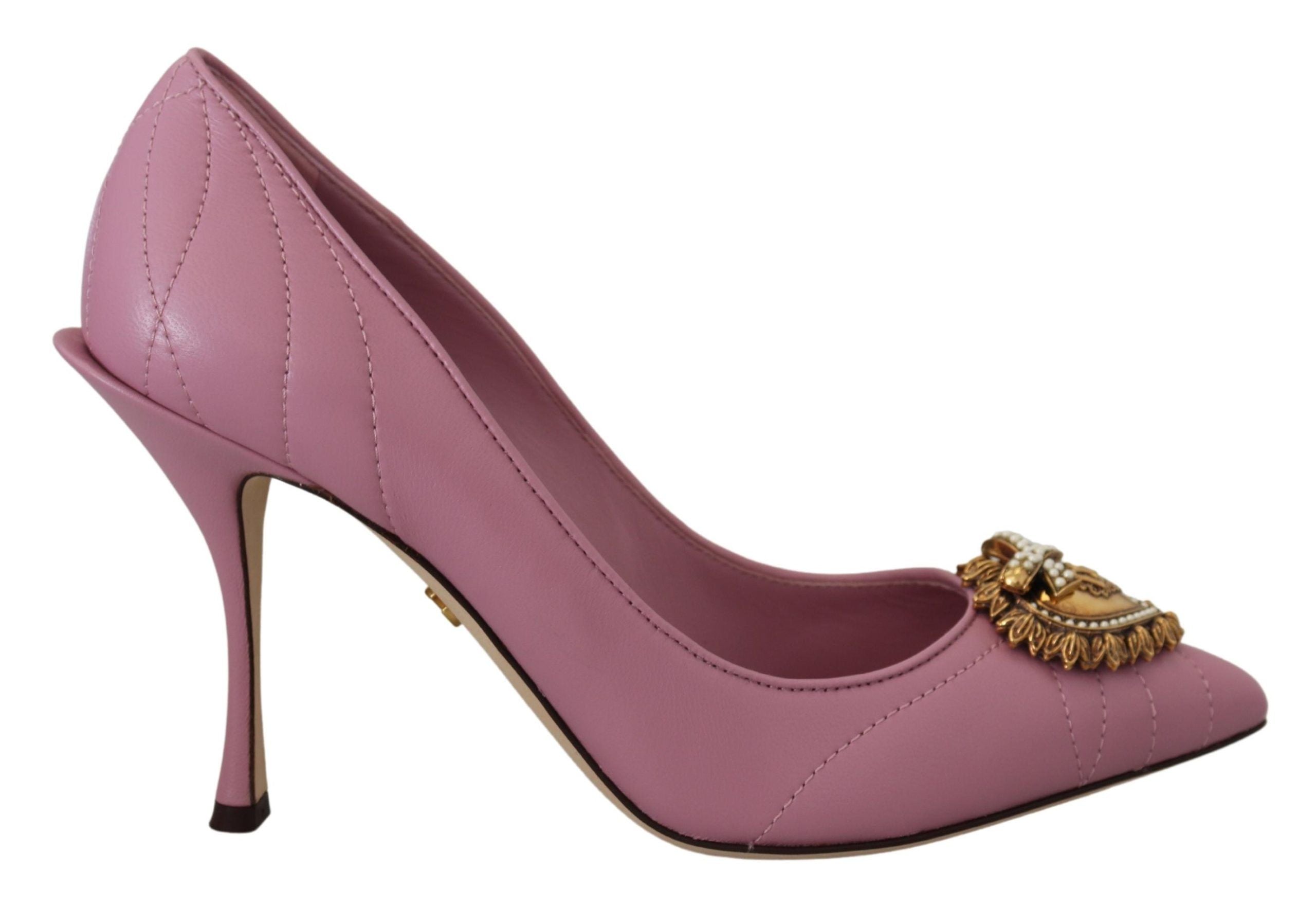 Dolce & Gabbana Pink Leather Heart DEVOTION Heels Pumps Shoes LUNESCAPE