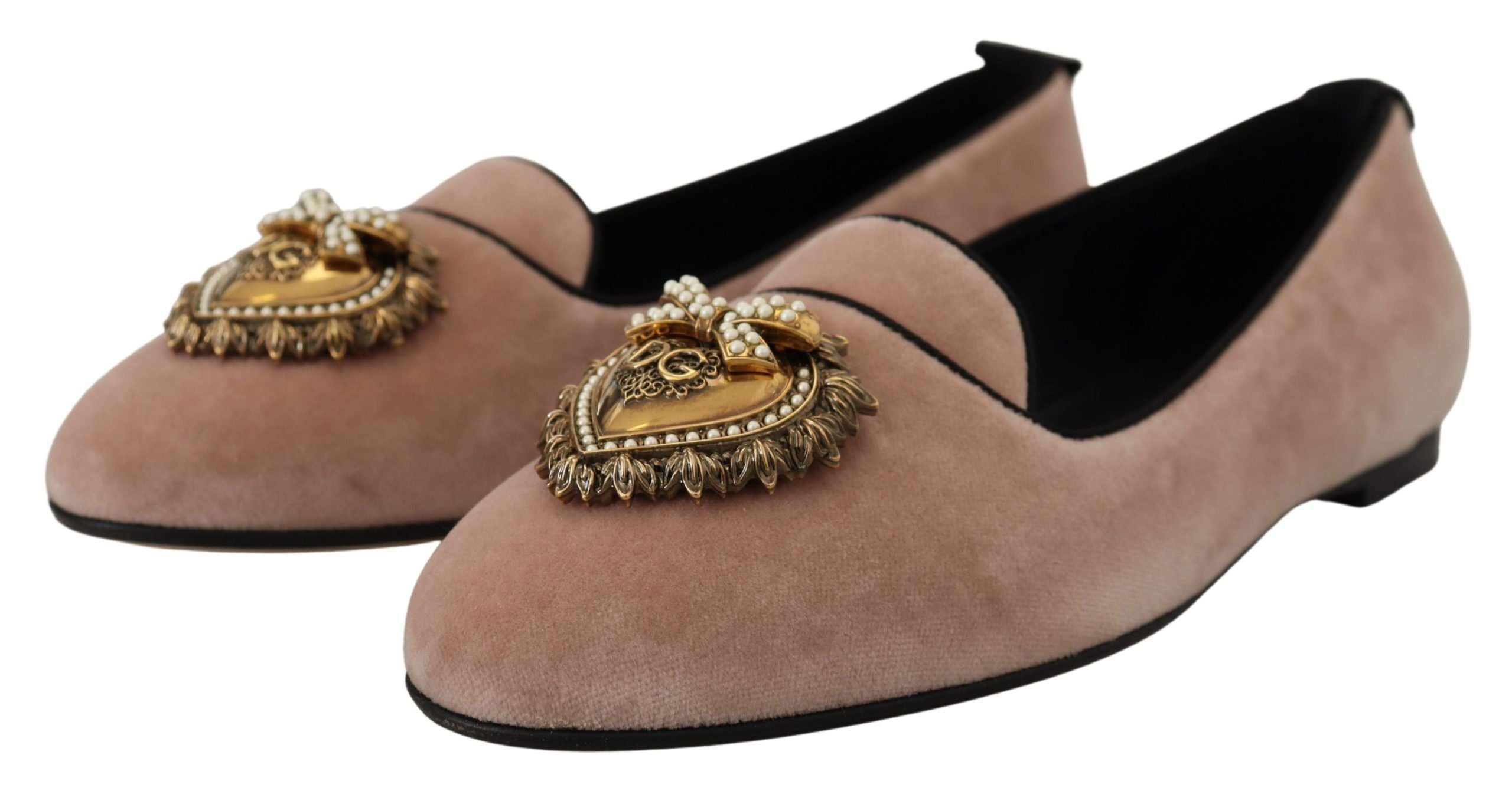 Dolce & Gabbana Pink Velvet Slip Ons Loafers Flats Shoes LUNESCAPE