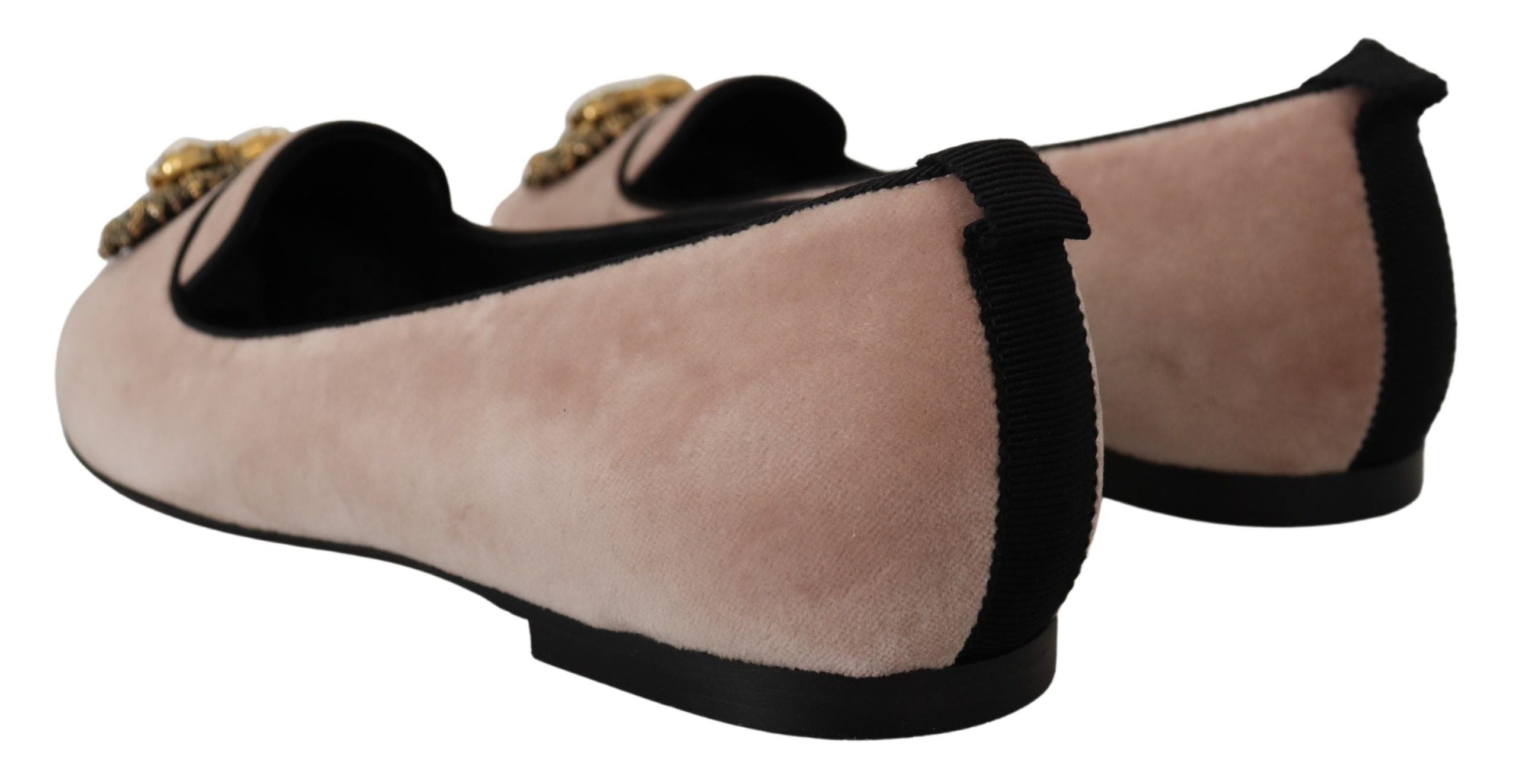 Dolce & Gabbana Pink Velvet Slip Ons Loafers Flats Shoes LUNESCAPE