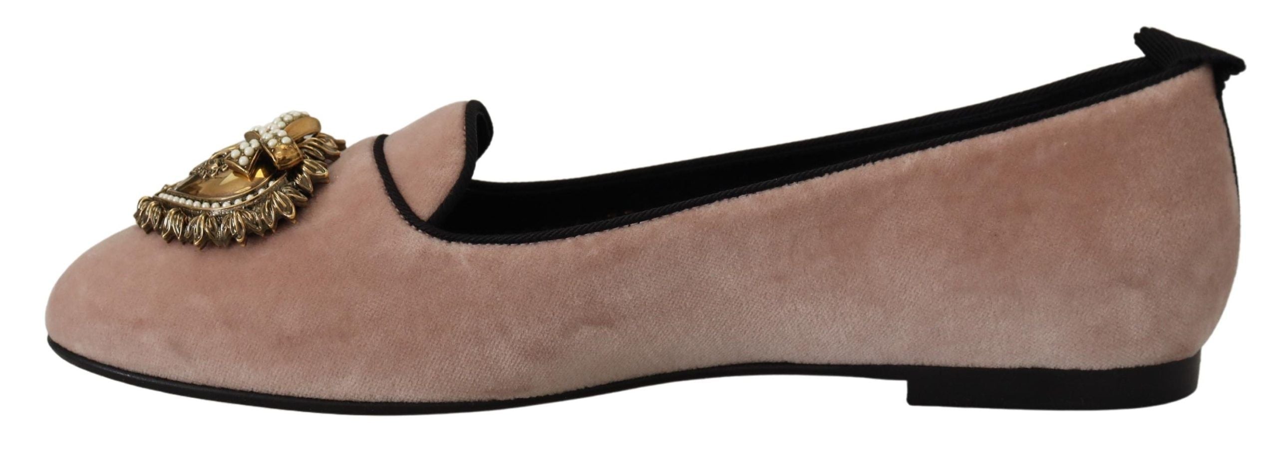 Dolce & Gabbana Pink Velvet Slip Ons Loafers Flats Shoes LUNESCAPE