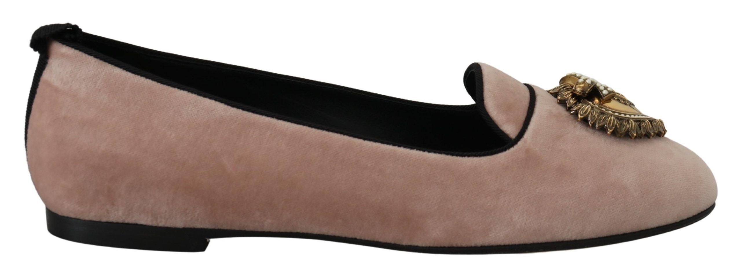Dolce & Gabbana Pink Velvet Slip Ons Loafers Flats Shoes LUNESCAPE