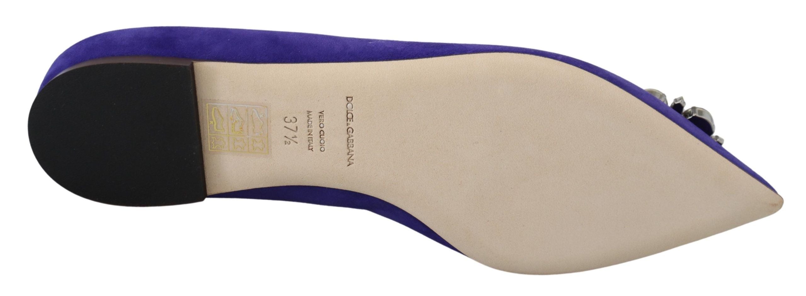 Dolce & Gabbana Embellished Crystal Purple Suede Flats LUNESCAPE