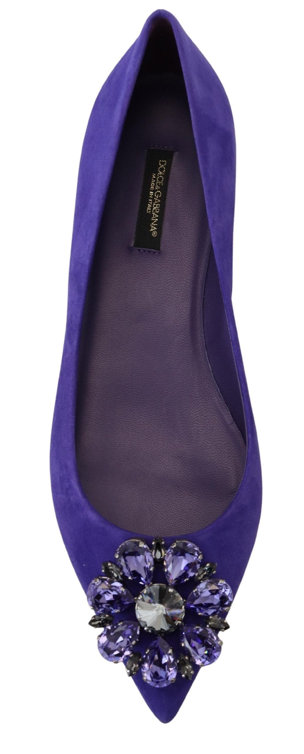 Dolce & Gabbana Purple Suede Crystals Loafers Flats Shoes LUNESCAPE