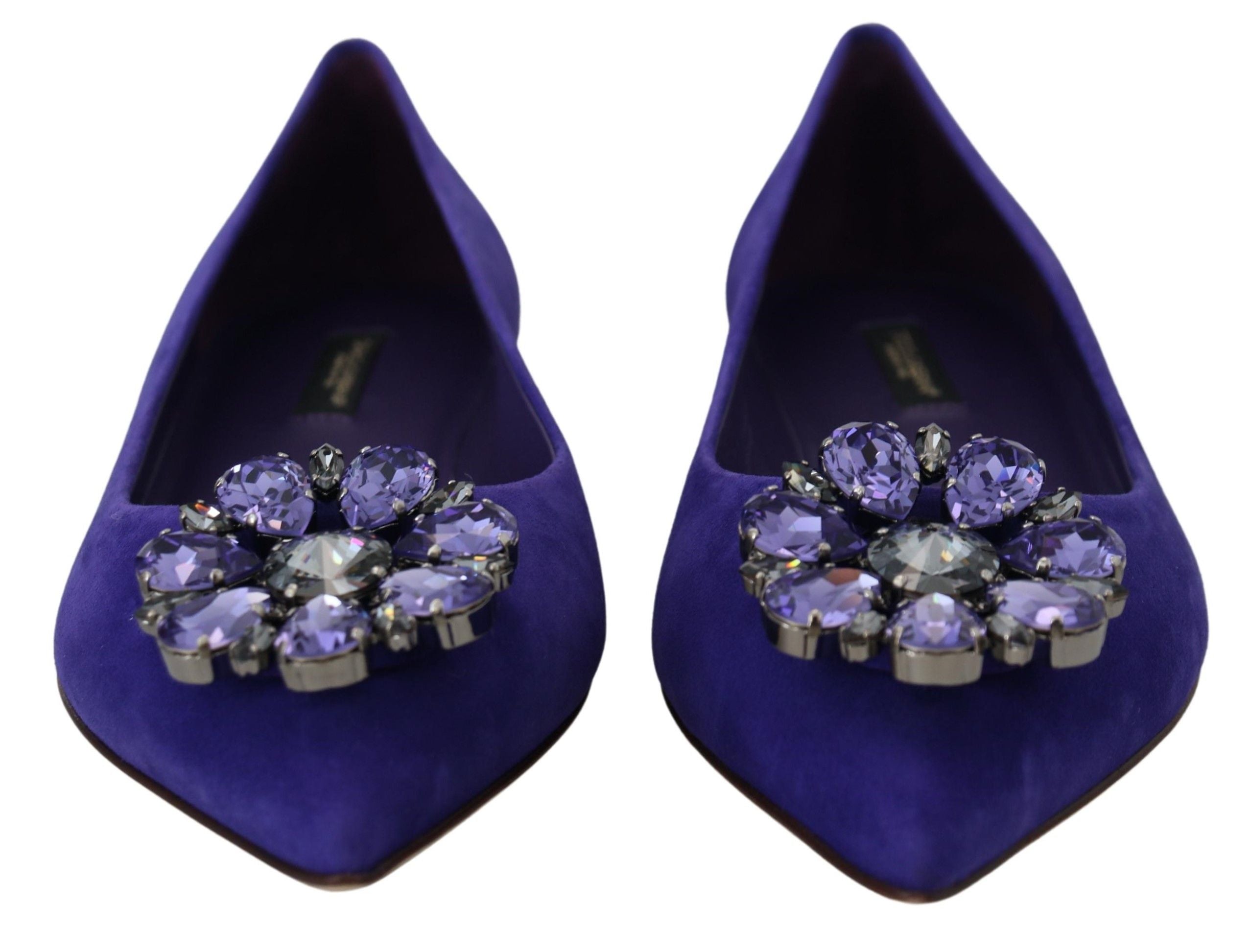 Dolce & Gabbana Purple Suede Crystals Loafers Flats Shoes LUNESCAPE