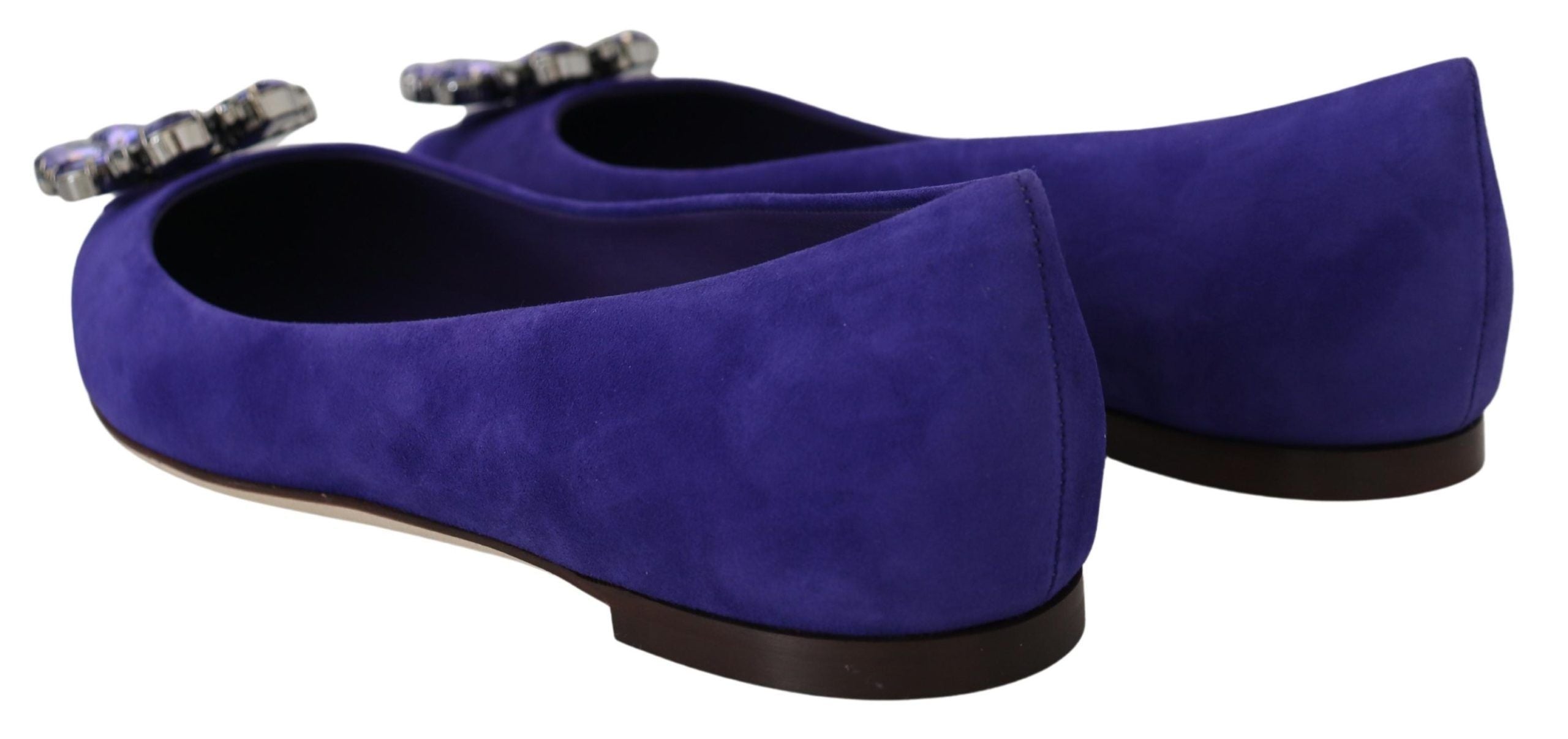 Dolce & Gabbana Purple Suede Crystals Loafers Flats Shoes LUNESCAPE
