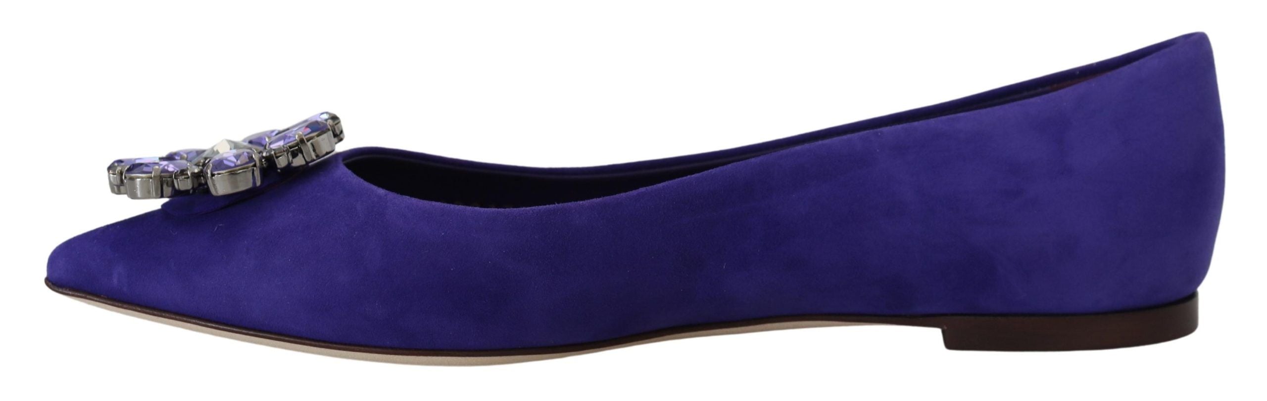 Dolce & Gabbana Purple Suede Crystals Loafers Flats Shoes LUNESCAPE