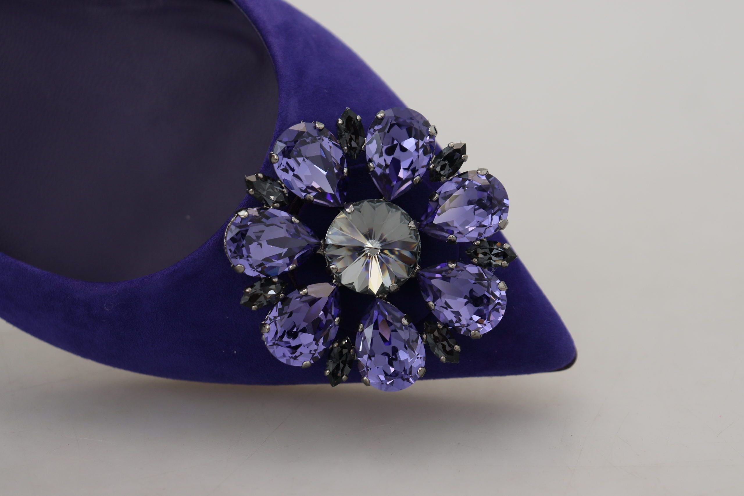 Dolce & Gabbana Purple Suede Crystals Loafers Flats Shoes LUNESCAPE