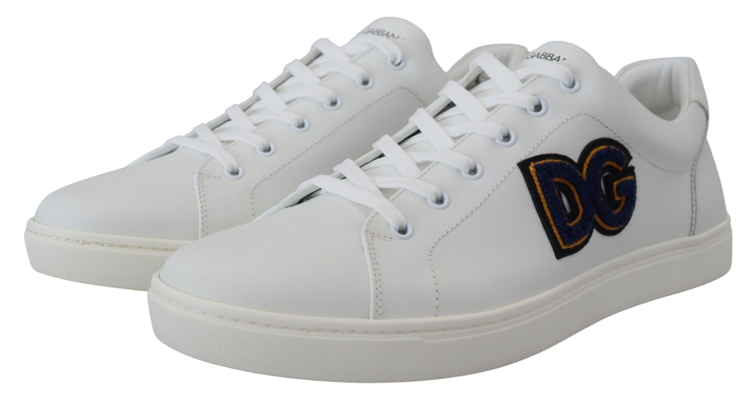 Dolce & Gabbana White Leather DG Logo Casual Sneakers Shoes LUNESCAPE