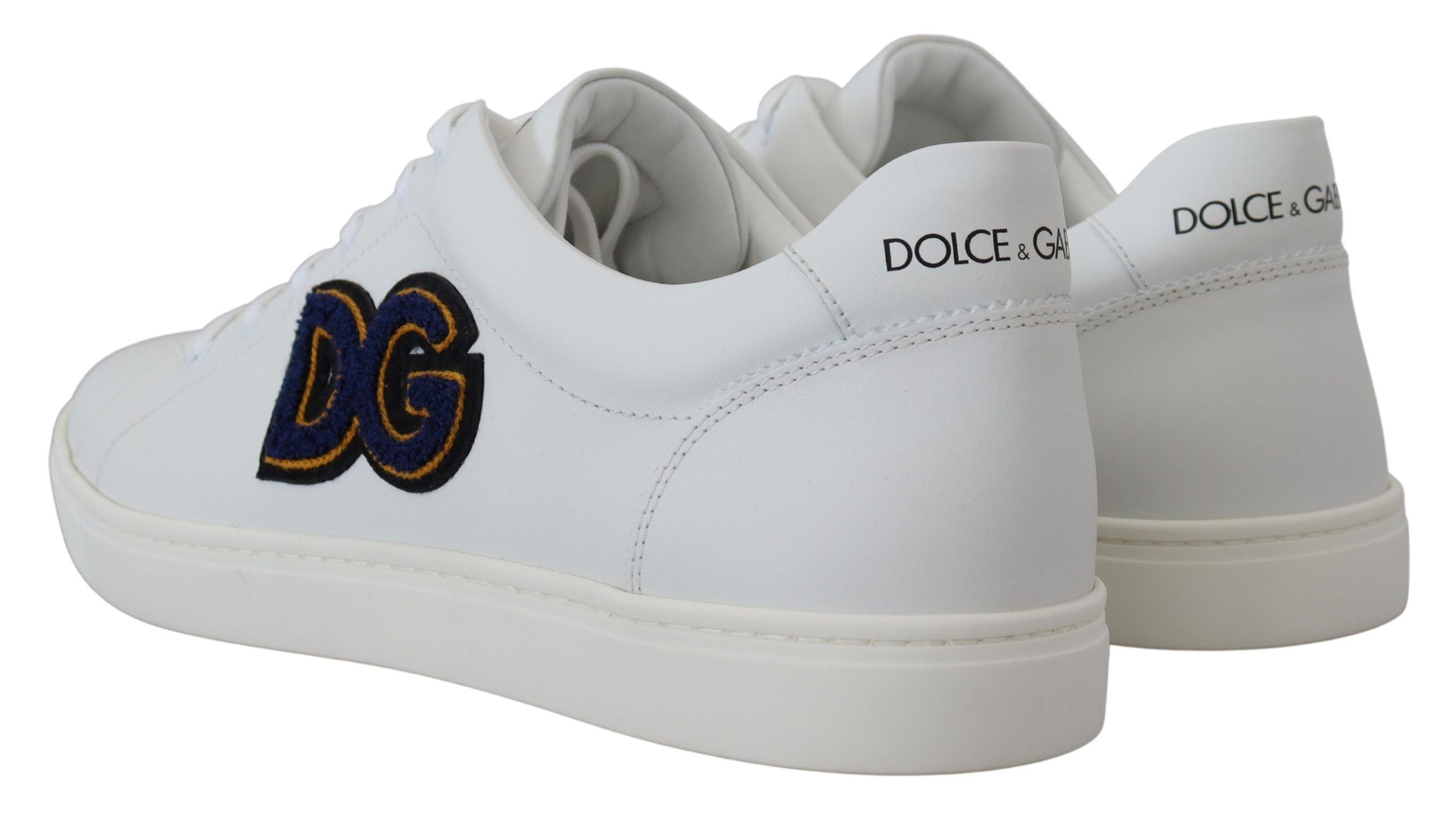 Dolce & Gabbana White Leather DG Logo Casual Sneakers Shoes LUNESCAPE