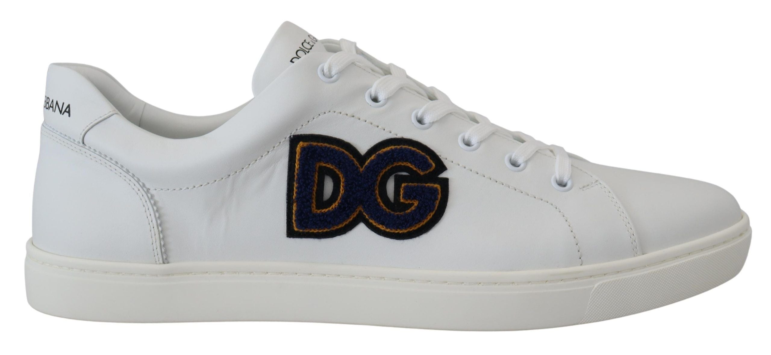 Dolce & Gabbana White Leather DG Logo Casual Sneakers Shoes LUNESCAPE