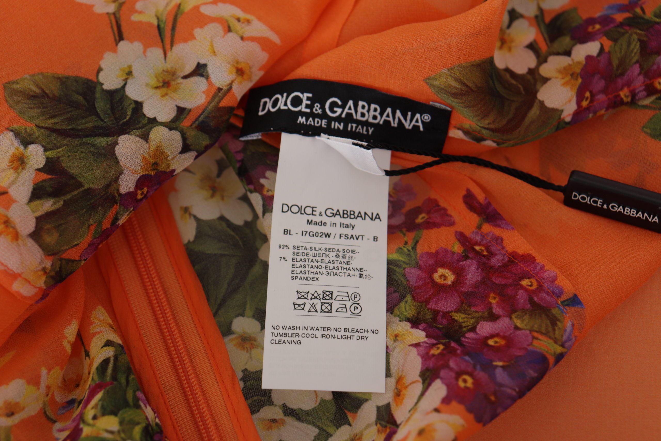 Dolce & Gabbana Elegant Floral Silk Blouse with Back Zipper LUNESCAPE