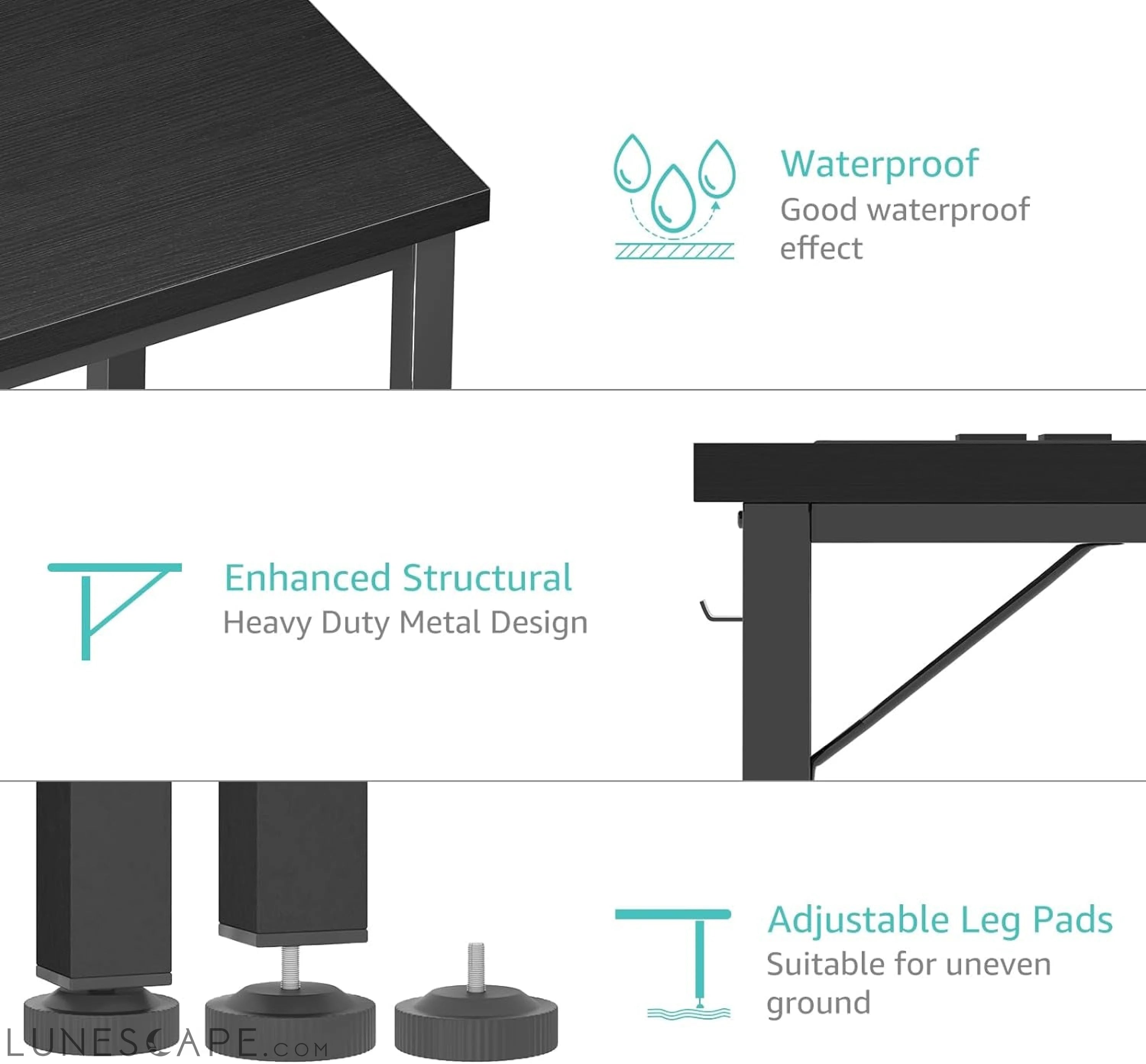39 Inch Computer Desk with Power Outlet, 40 Inch Teen Study Table Home LUNESCAPE
