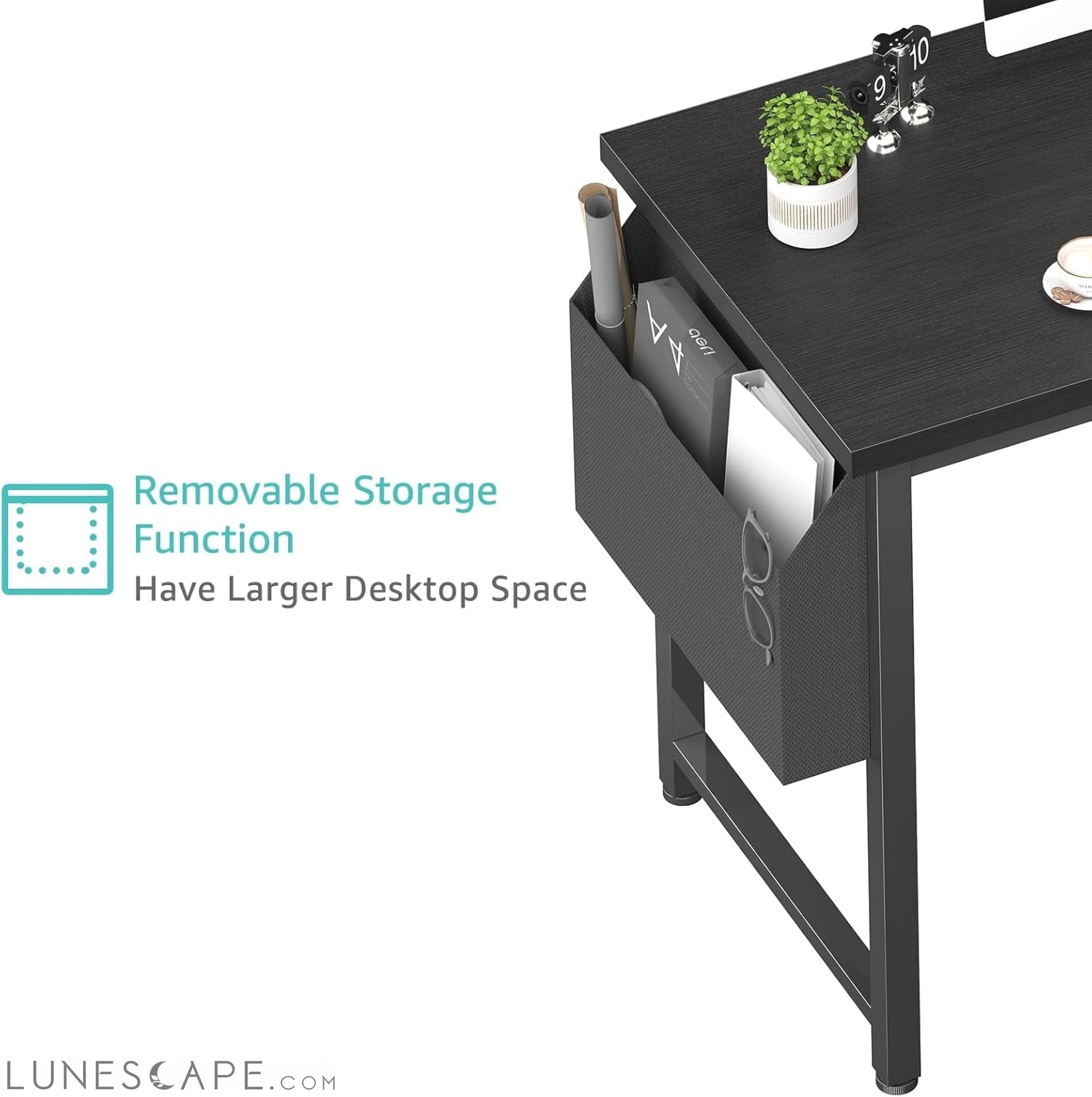 39 Inch Computer Desk with Power Outlet, 40 Inch Teen Study Table Home LUNESCAPE