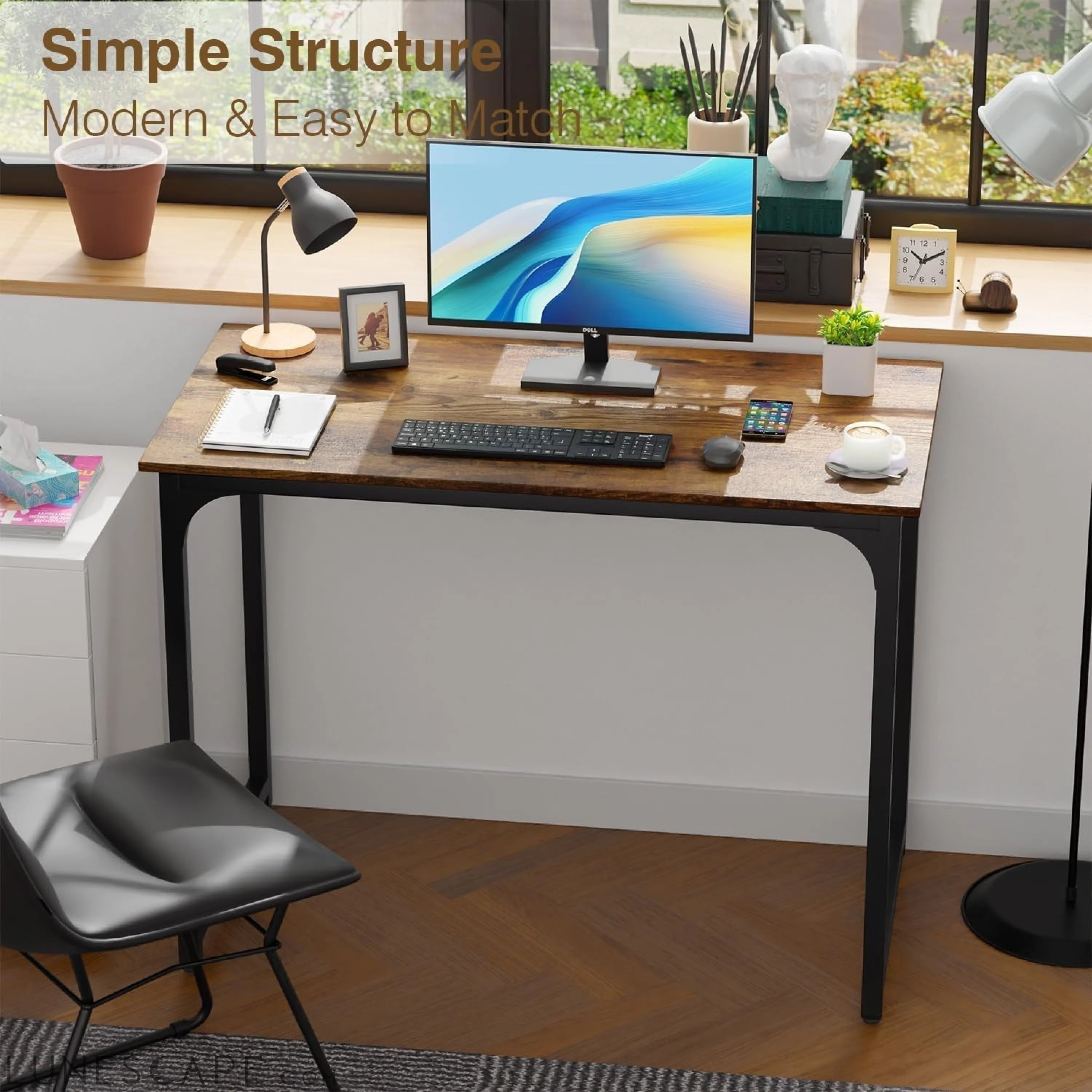 39 Inches Computer Desk, Modern Simple Style Desk for Home Office, LUNESCAPE