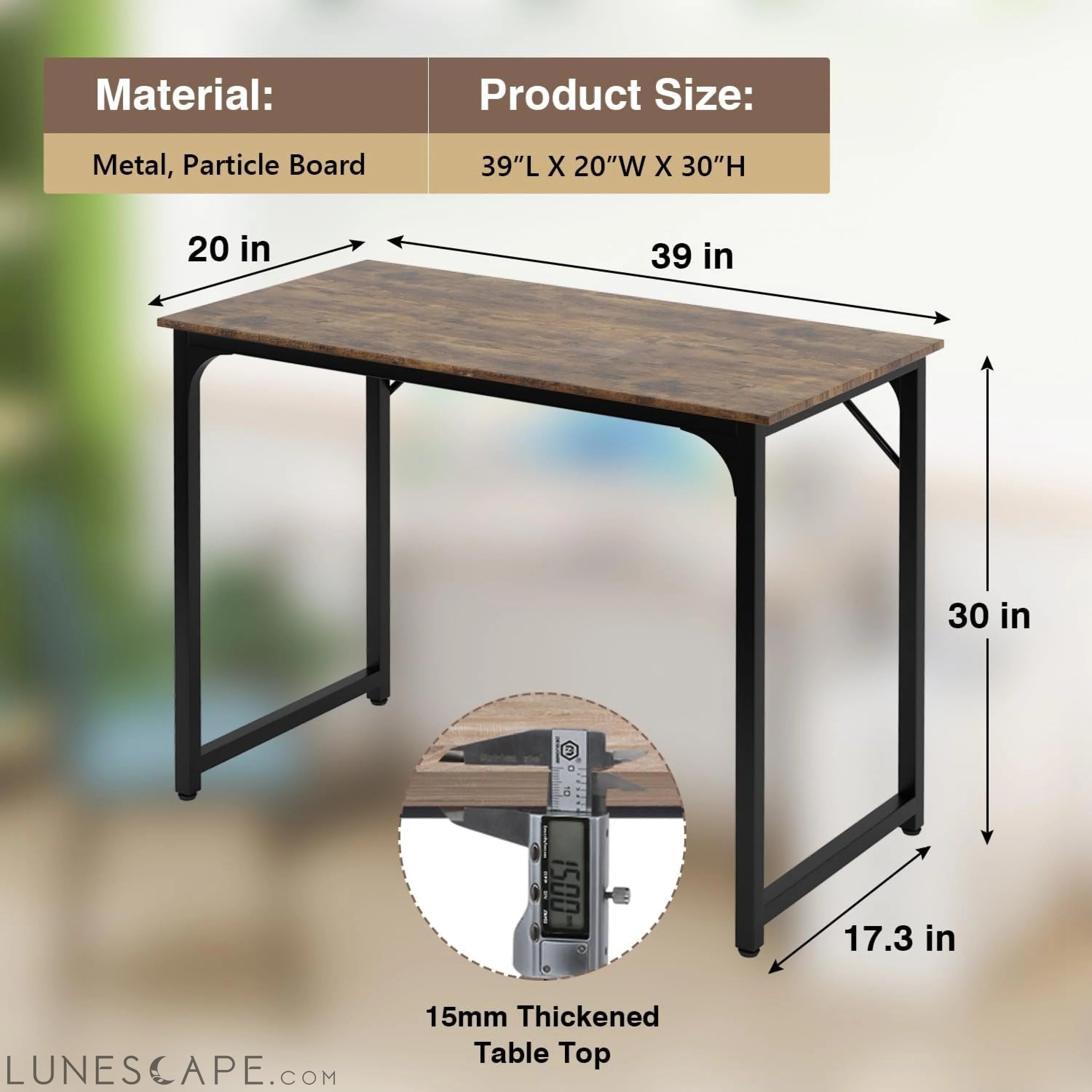 39 Inches Computer Desk, Modern Simple Style Desk for Home Office, LUNESCAPE