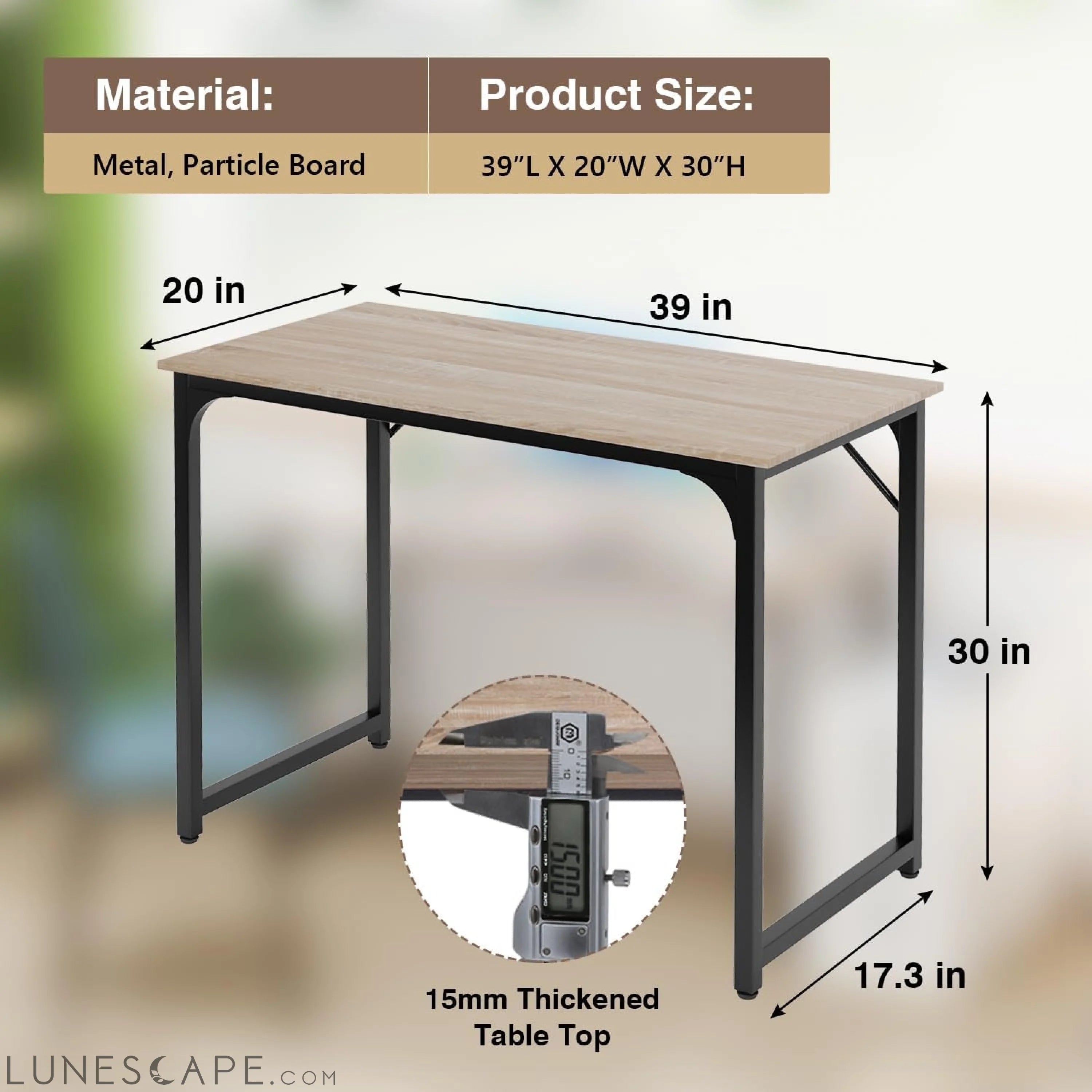 39 Inches Computer Desk, Modern Simple Style Desk for Home Office, LUNESCAPE