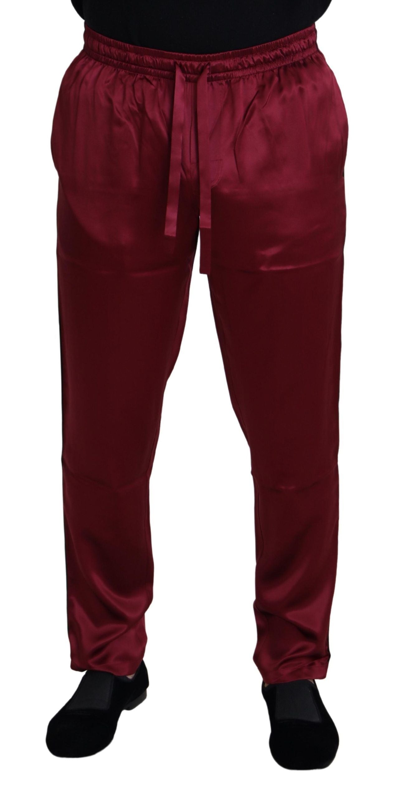 Dolce & Gabbana Bordeaux Silk DG Sleep Lounge Pants LUNESCAPE