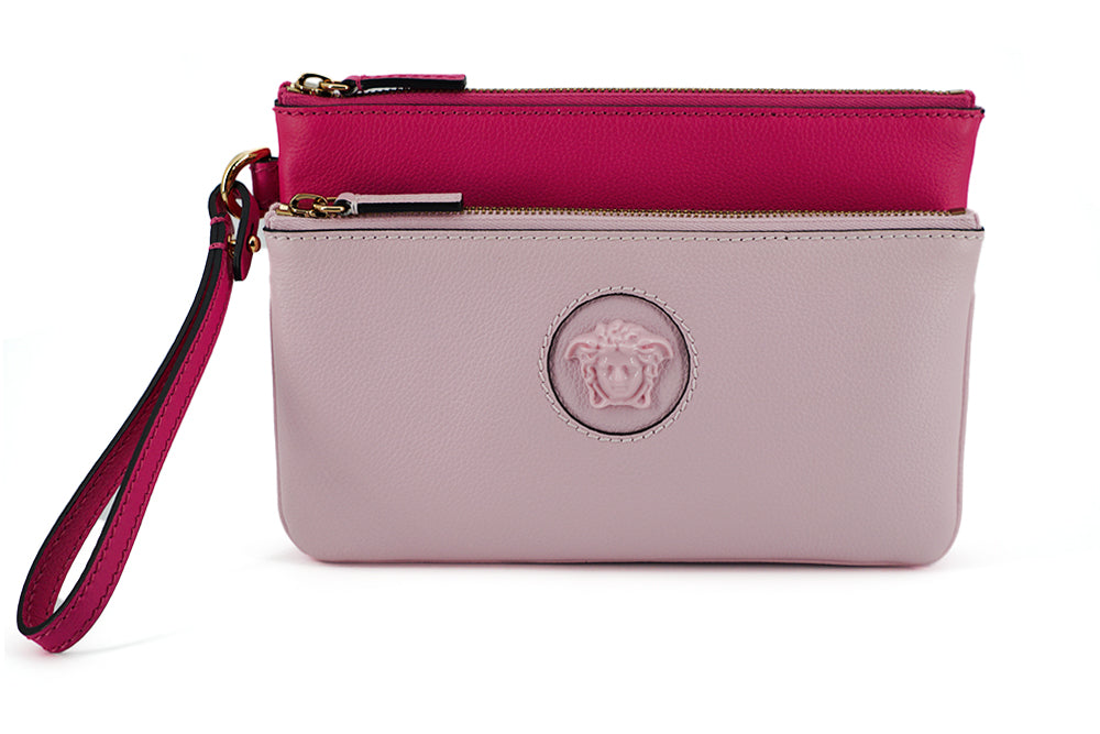 Versace Elegant Pink Leather Pouch Clutch LUNESCAPE