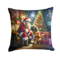 Bullmastiff and Santa Claus Throw Pillow LUNESCAPE