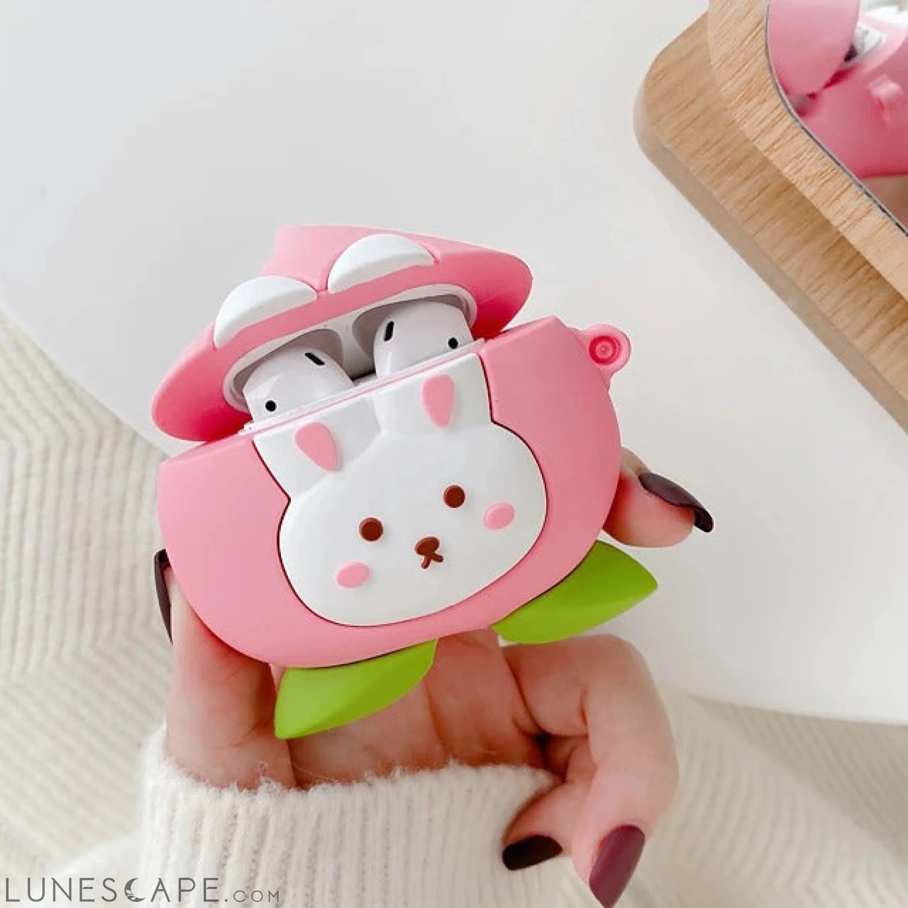 3D Peach Strawberry AirPods Cute Headphone Case Hard LUNESCAPE
