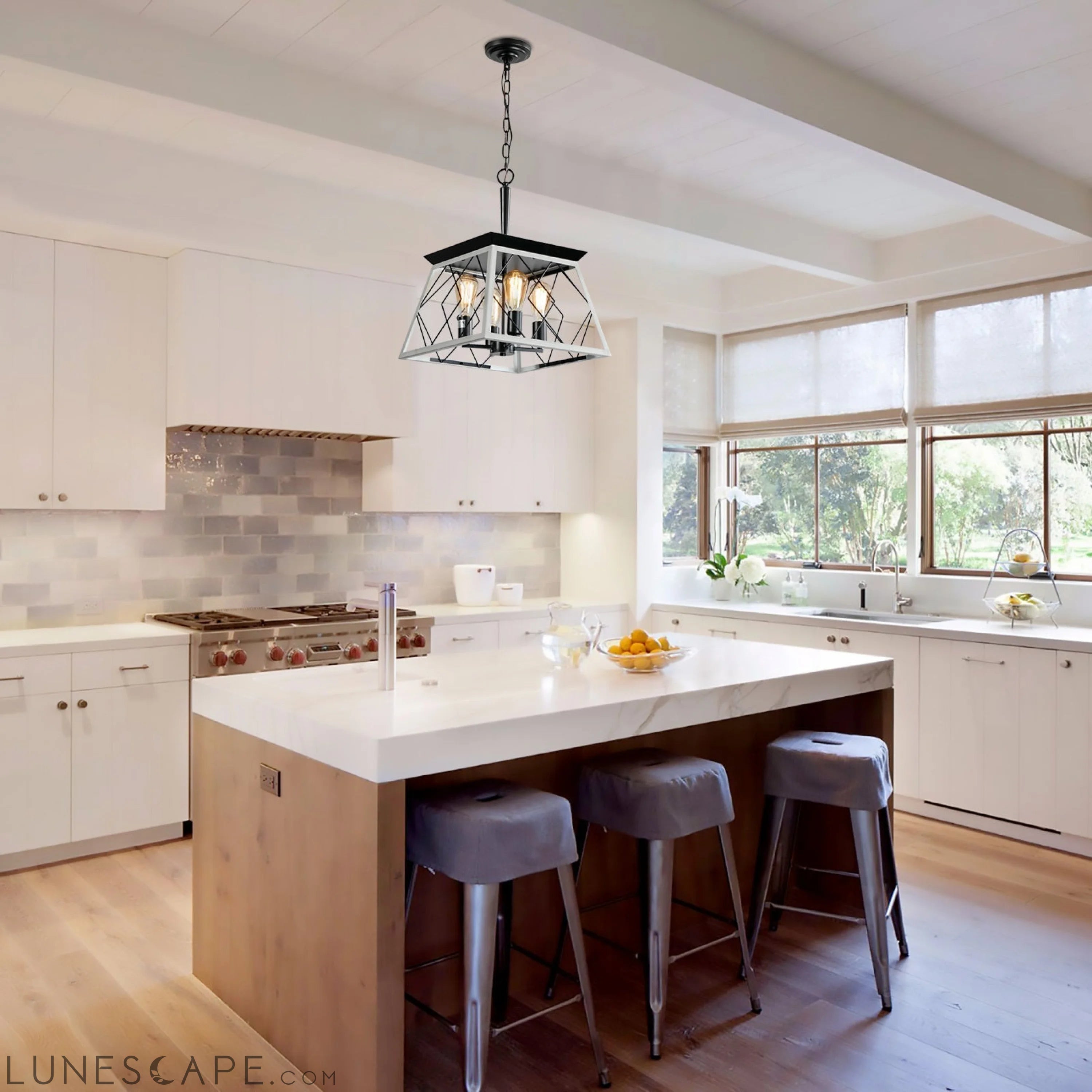 4-Light Farmhouse Chandeliers For Dining Room White(No Bulbs) (NEW LUNESCAPE
