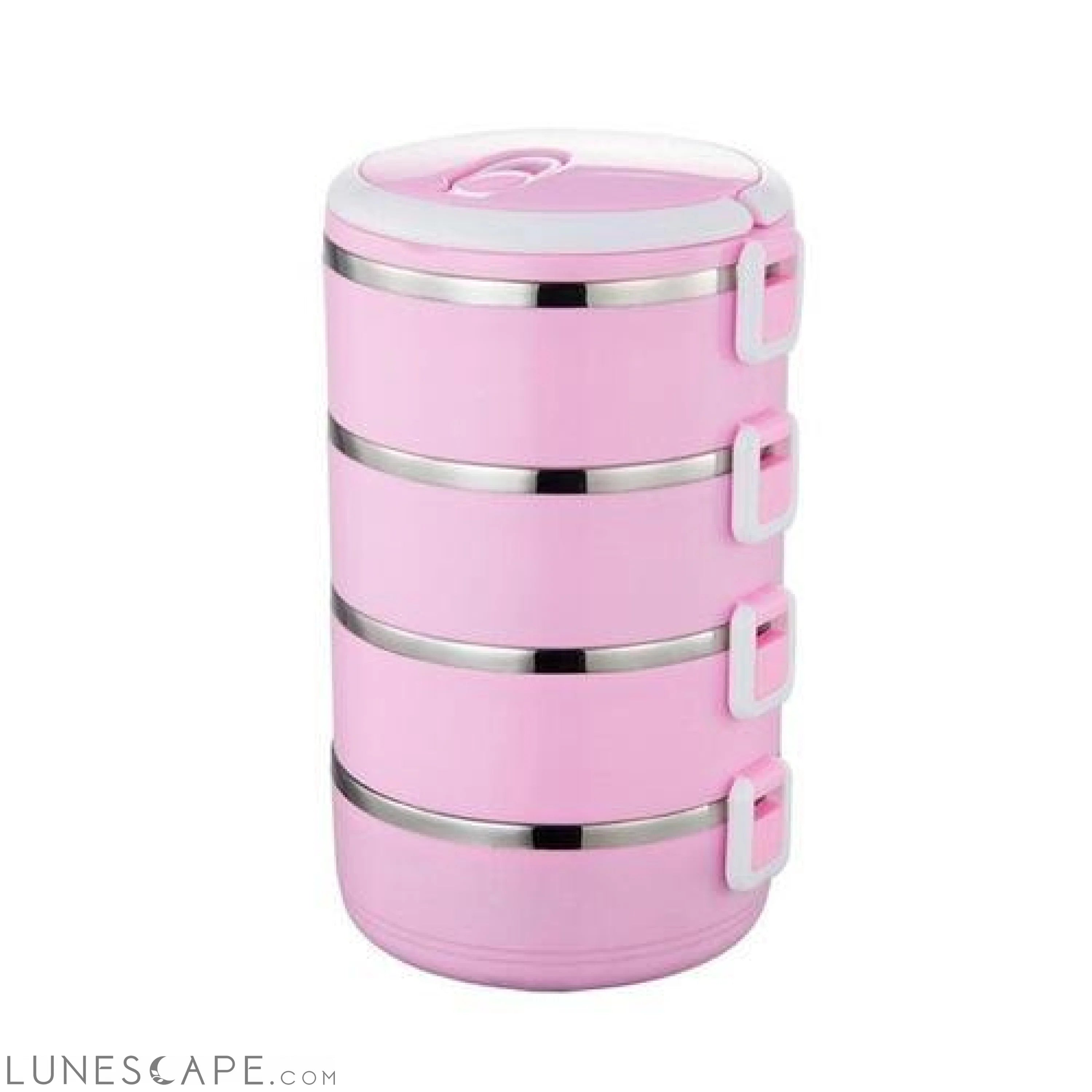 4-Tier Stackable Thermal Lunchbox - Pink LUNESCAPE