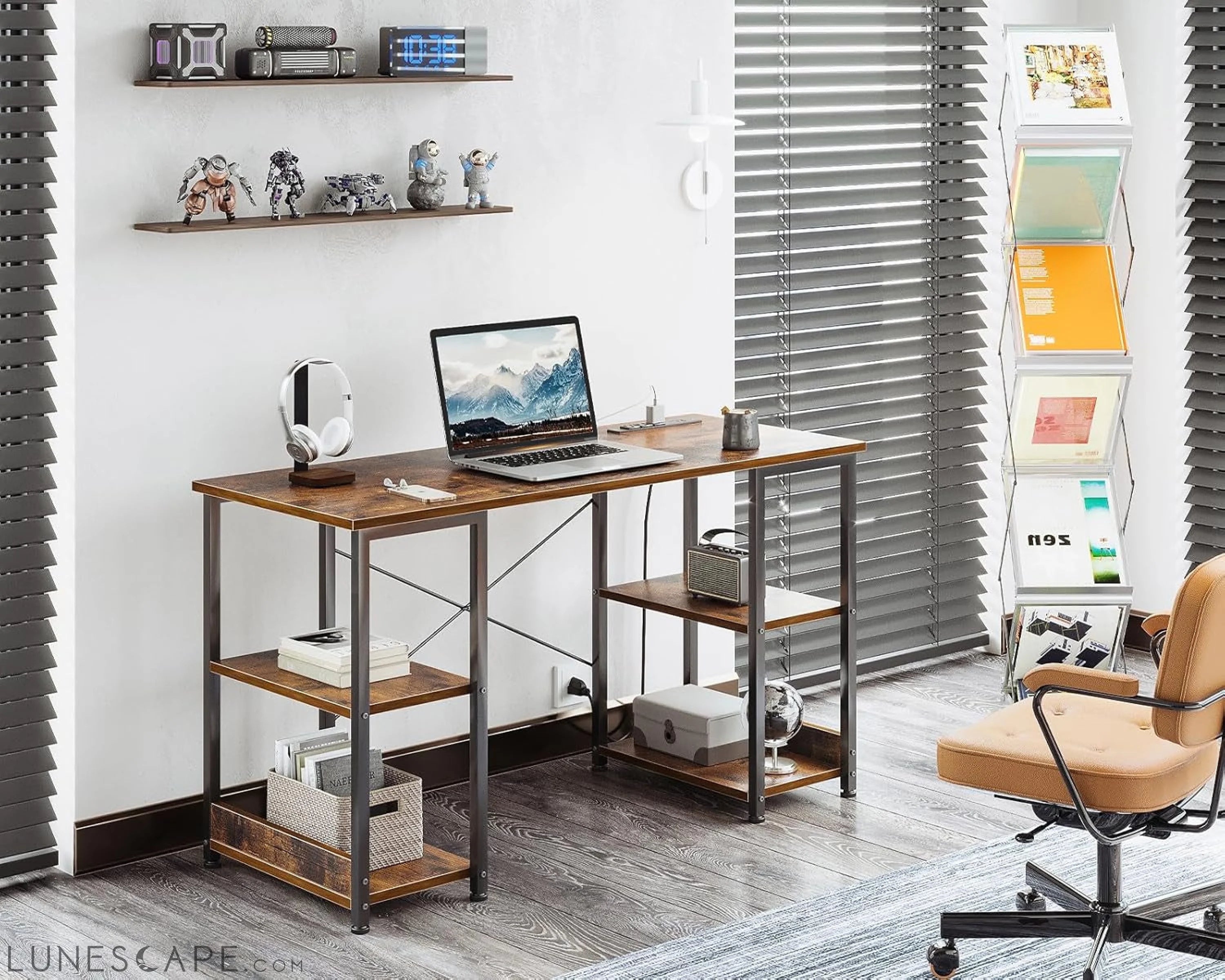 40 Inch Small Computer Desk with Power Outlets & USB Charging Port, LUNESCAPE