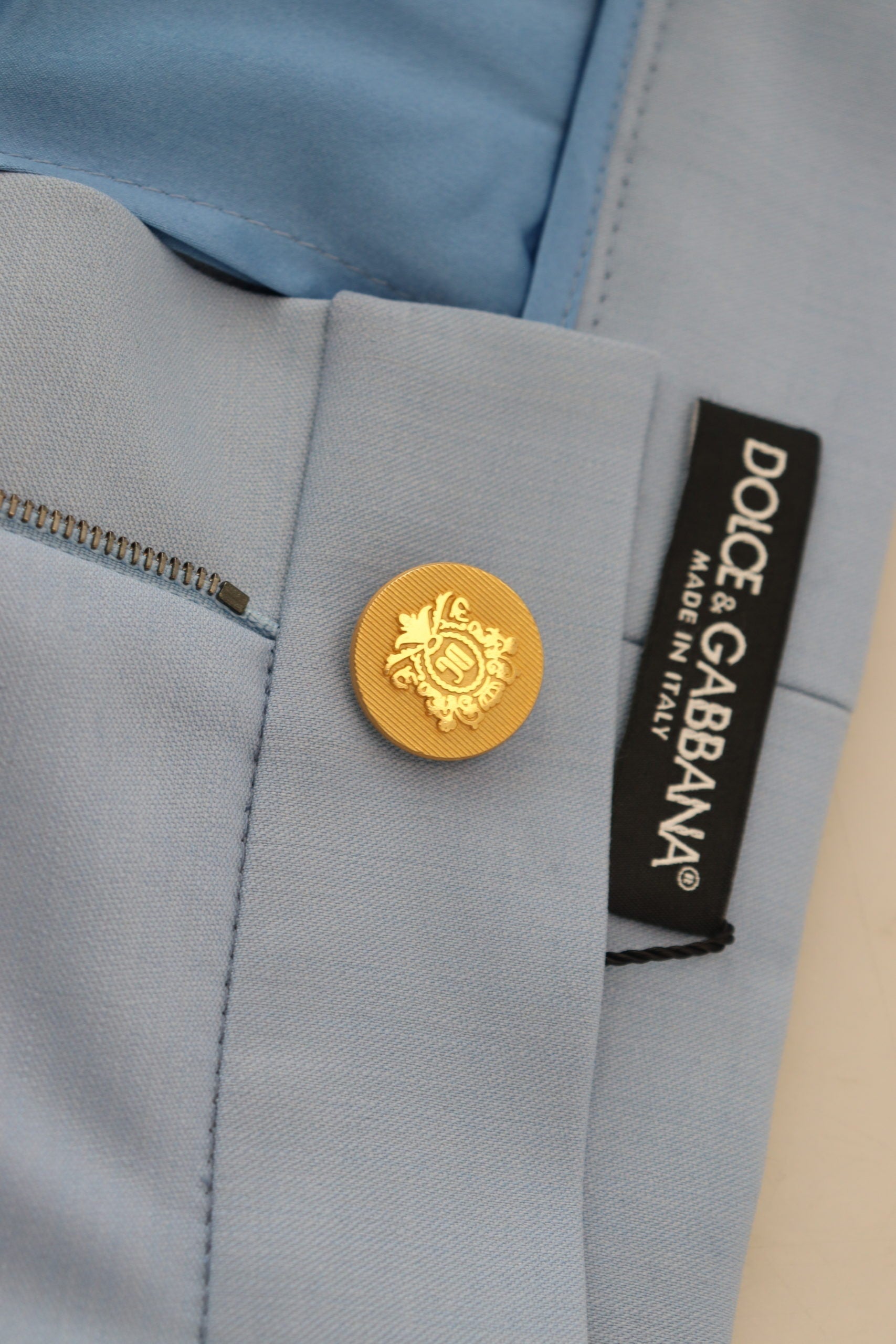 Dolce & Gabbana Light Blue Button Wide Leg Pants LUNESCAPE