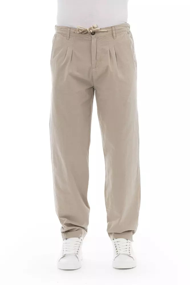 Baldinini Trend Beige Cotton Men Chino Pants LUNESCAPE