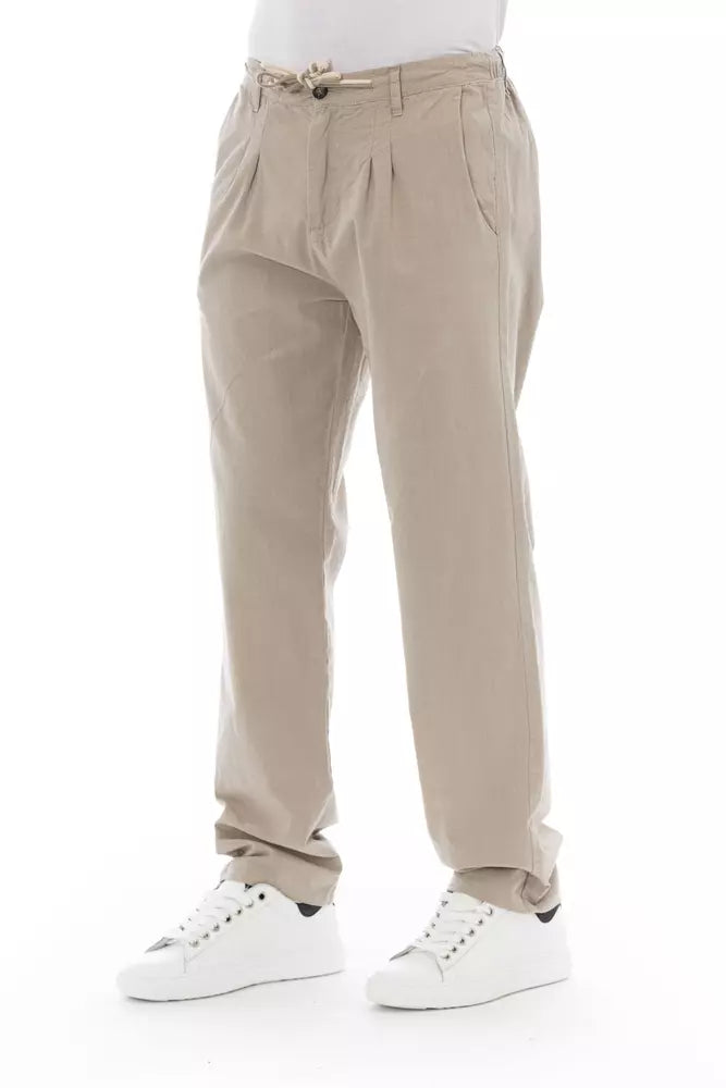 Baldinini Trend Beige Cotton Men Chino Pants LUNESCAPE