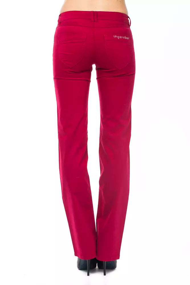 Ungaro Fever Red Cotton Women Pants LUNESCAPE