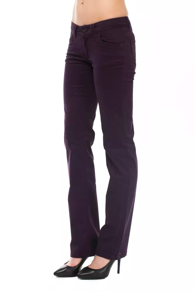 Ungaro Fever Purple Cotton Women Pants LUNESCAPE