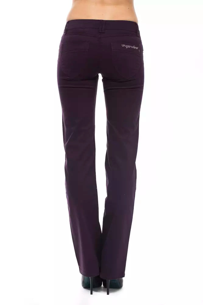 Ungaro Fever Purple Cotton Women Pants LUNESCAPE