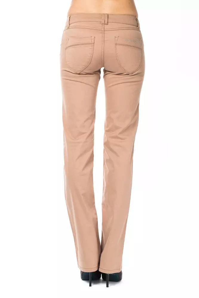 Ungaro Fever Beige Cotton Women Pants LUNESCAPE