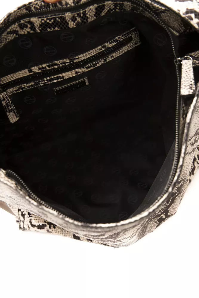 Pompei Donatella Gray Leather Women Shoulder Bag LUNESCAPE