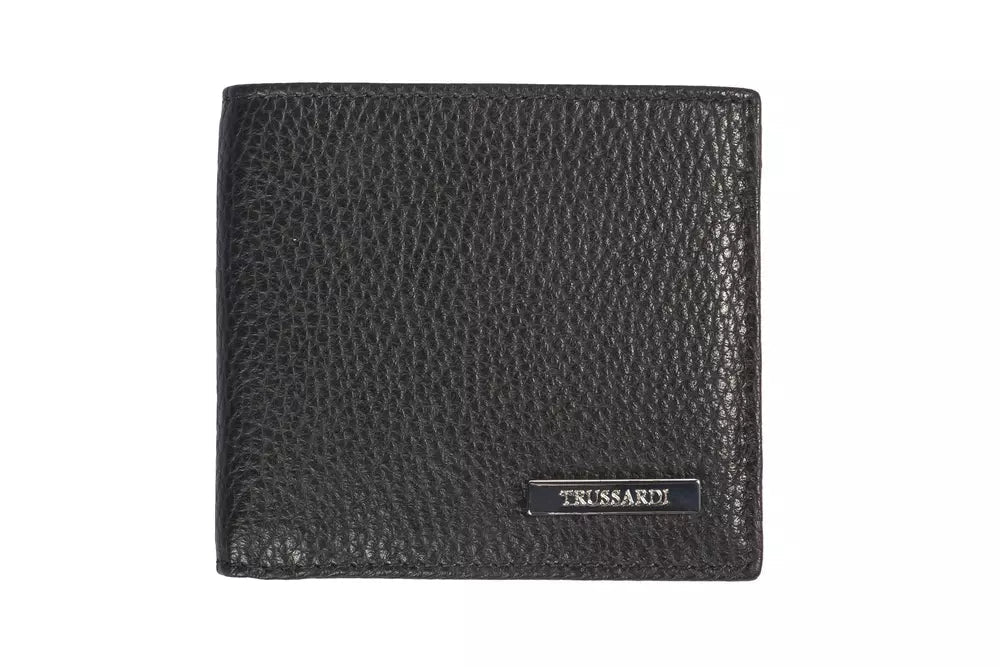 Trussardi Black Leather Men Wallet LUNESCAPE