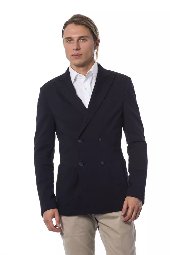 Verri Blue Viscose Men Blazer LUNESCAPE