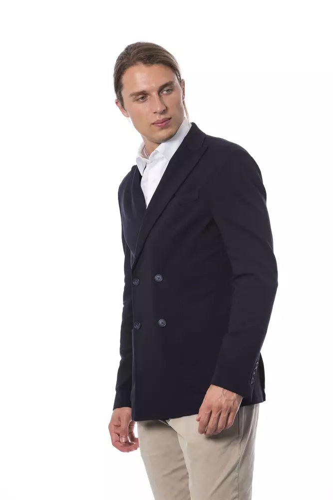 Verri Blue Viscose Men Blazer LUNESCAPE