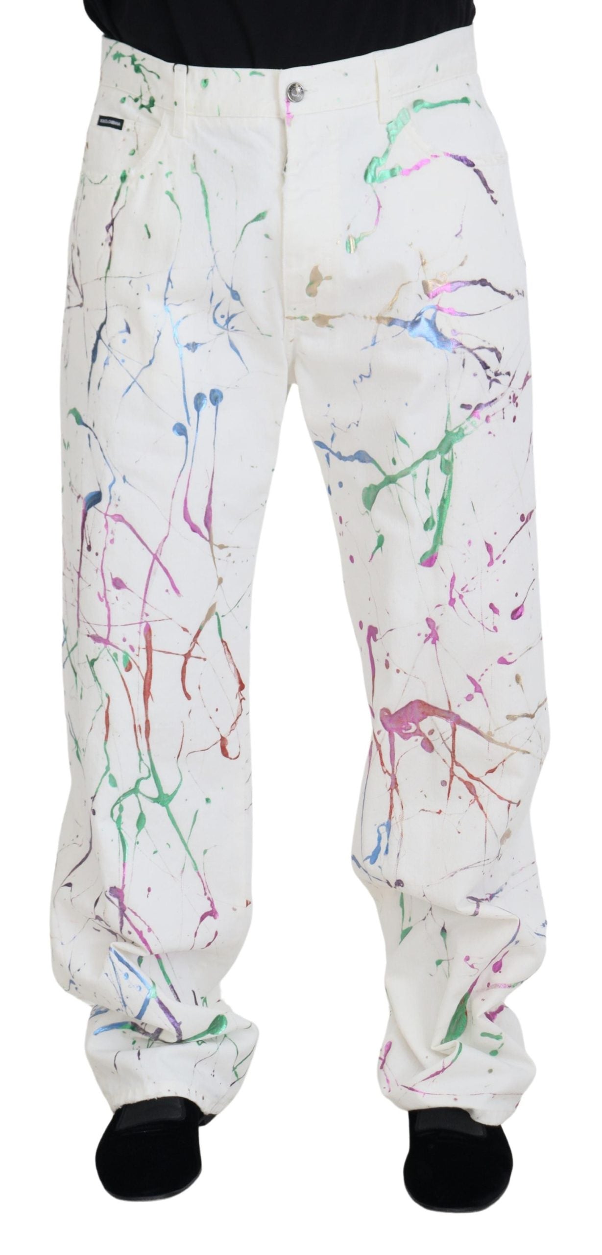 Dolce & Gabbana Paint Spatter White Jeans