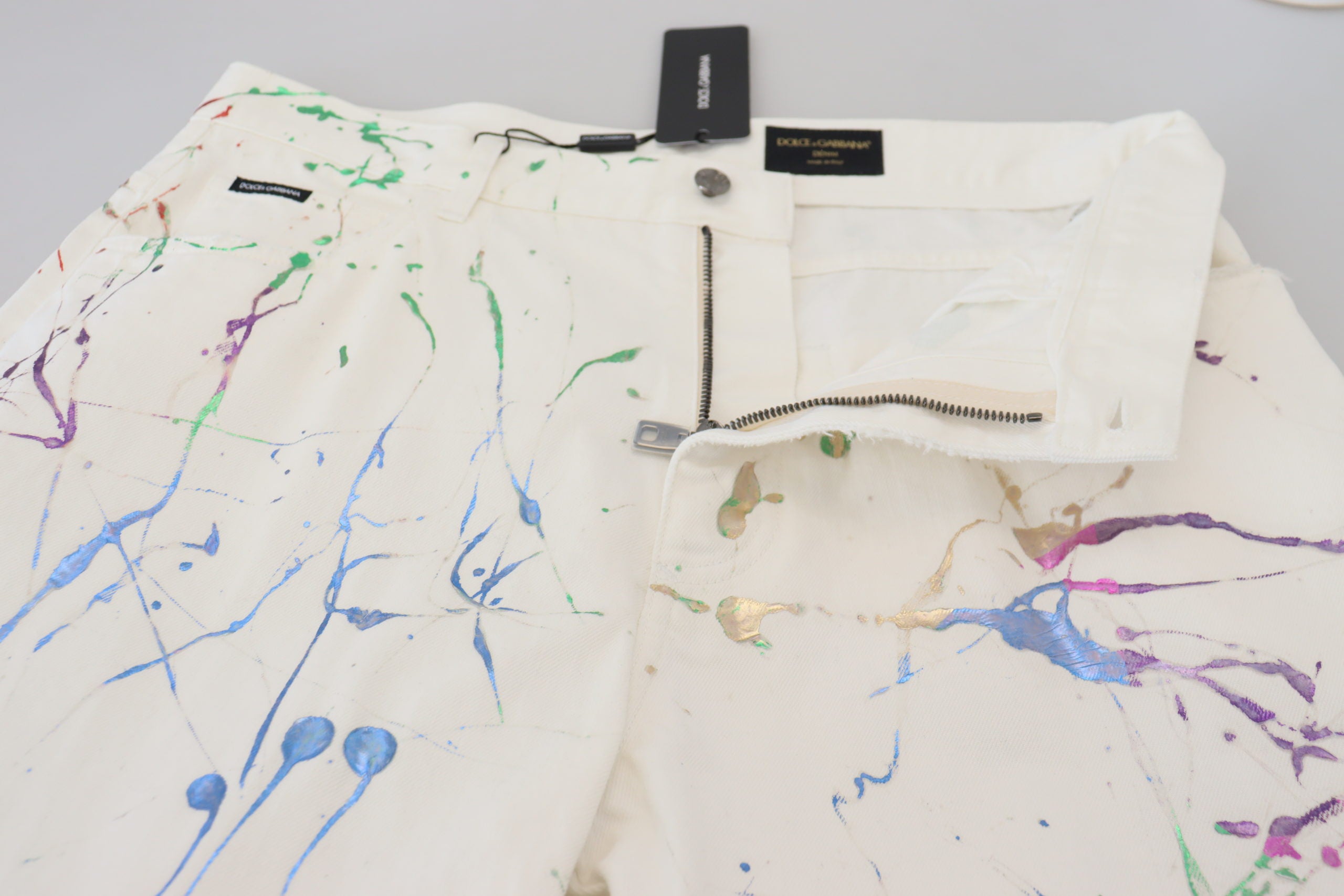Dolce & Gabbana Paint Spatter White Jeans
