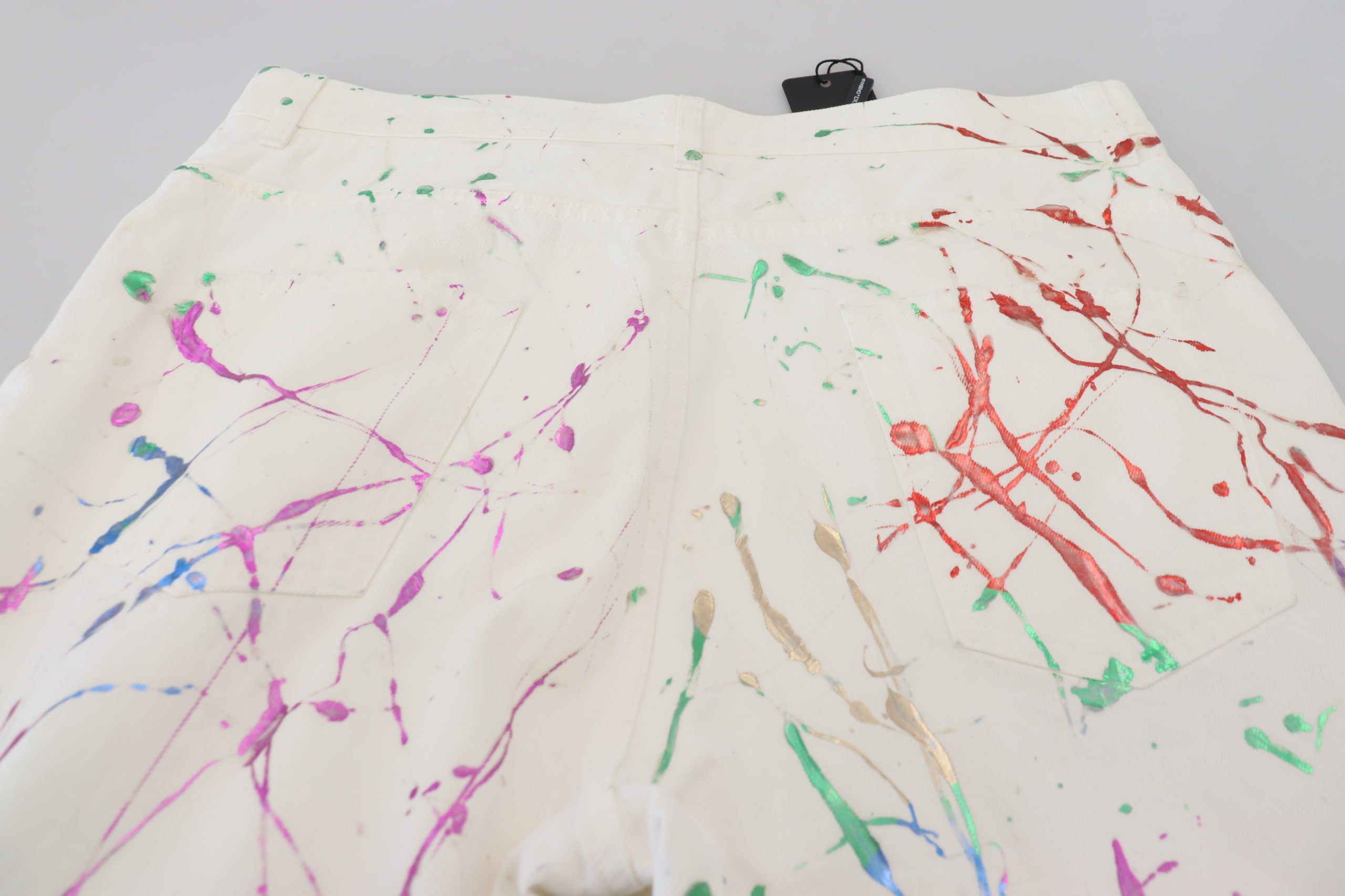 Dolce & Gabbana Paint Spatter White Jeans