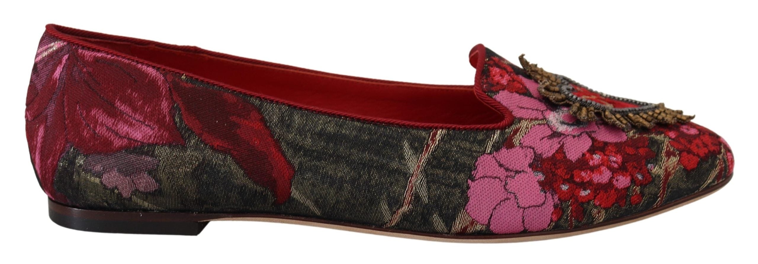 Dolce & Gabbana Multicolor Leather and Fabric Flats with Sacred Heart Patch LUNESCAPE