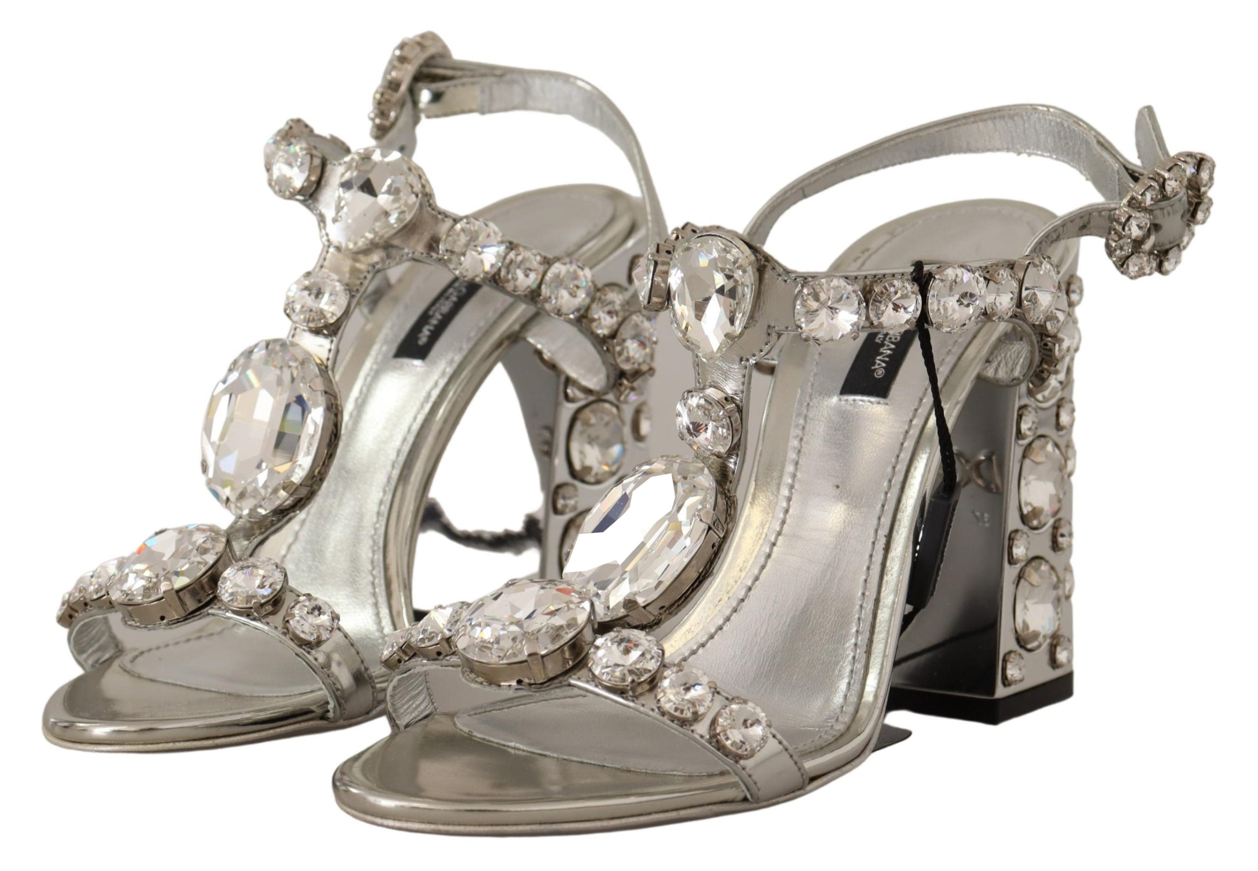 Dolce & Gabbana Crystal-Embellished Silver Leather Pumps LUNESCAPE