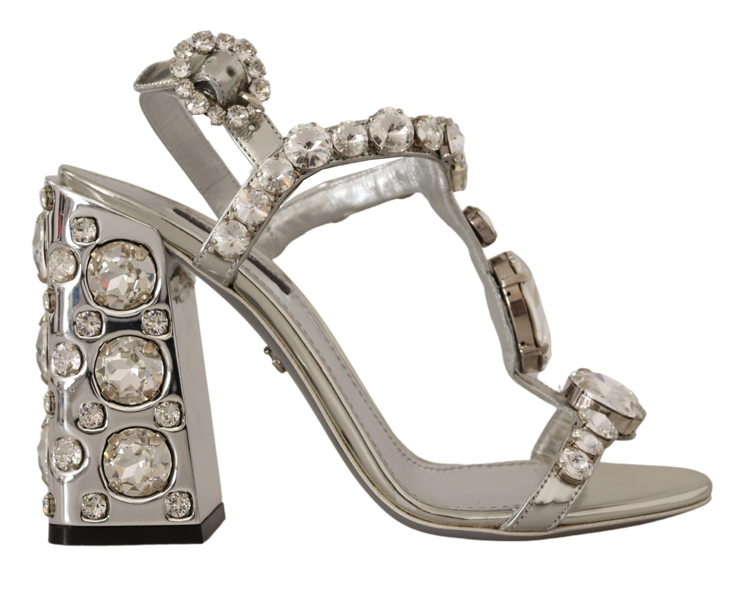 Dolce & Gabbana Crystal-Embellished Silver Leather Pumps LUNESCAPE