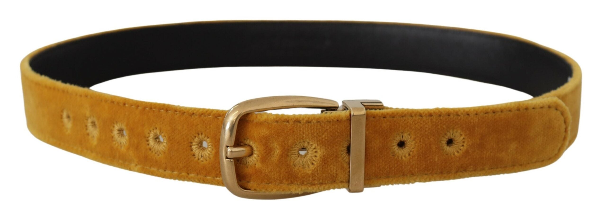 Dolce & Gabbana Elegant Velvet Gold Buckle Women's Belt LUNESCAPE