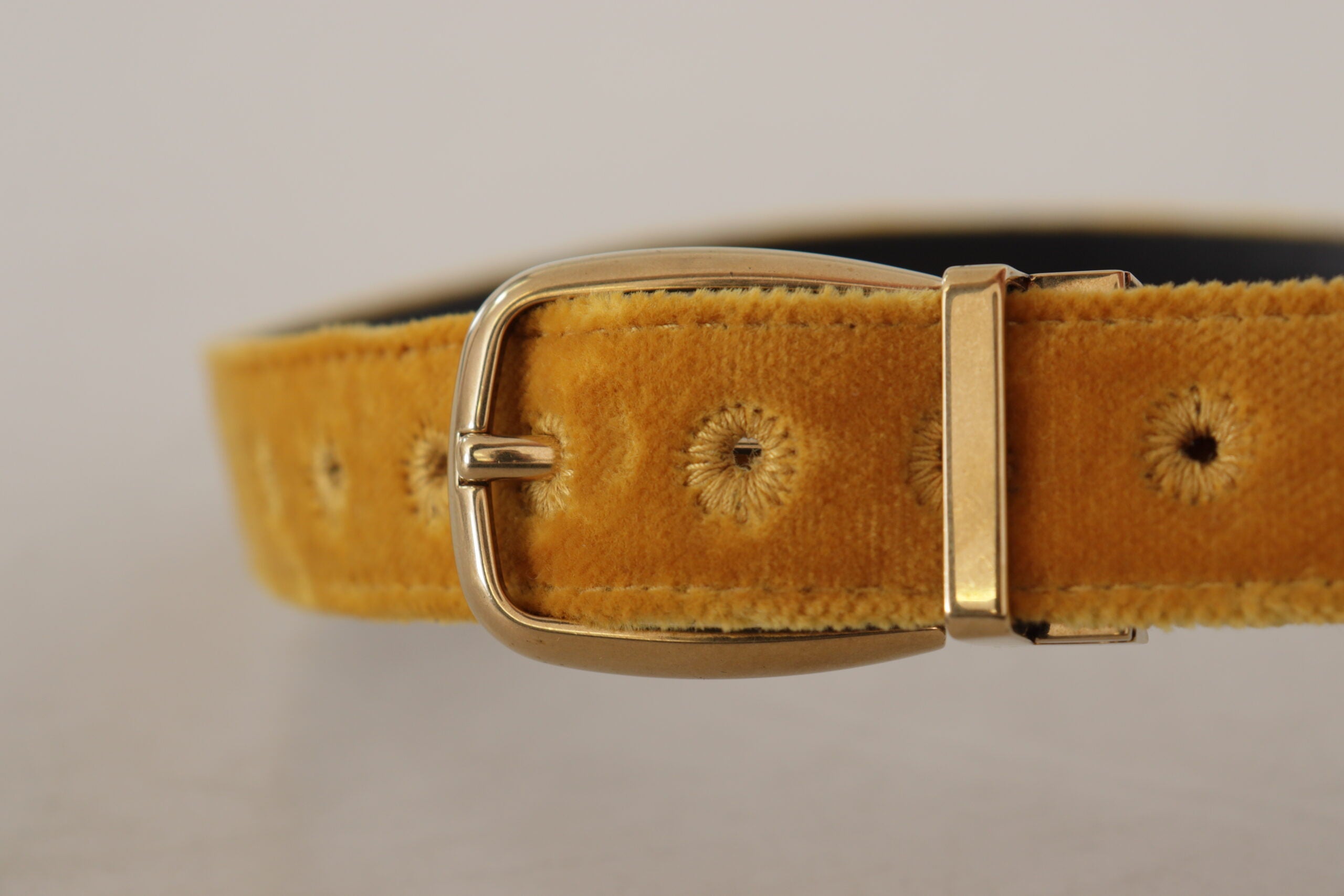Dolce & Gabbana Elegant Velvet Gold Buckle Women's Belt LUNESCAPE
