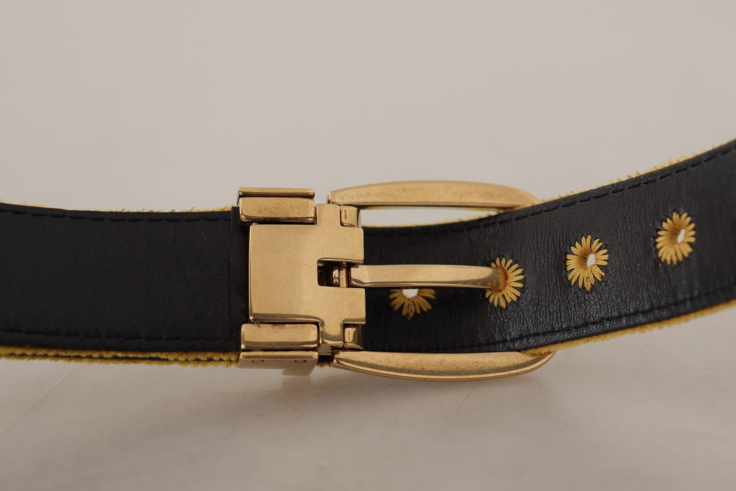 Dolce & Gabbana Elegant Velvet Gold Buckle Women's Belt LUNESCAPE