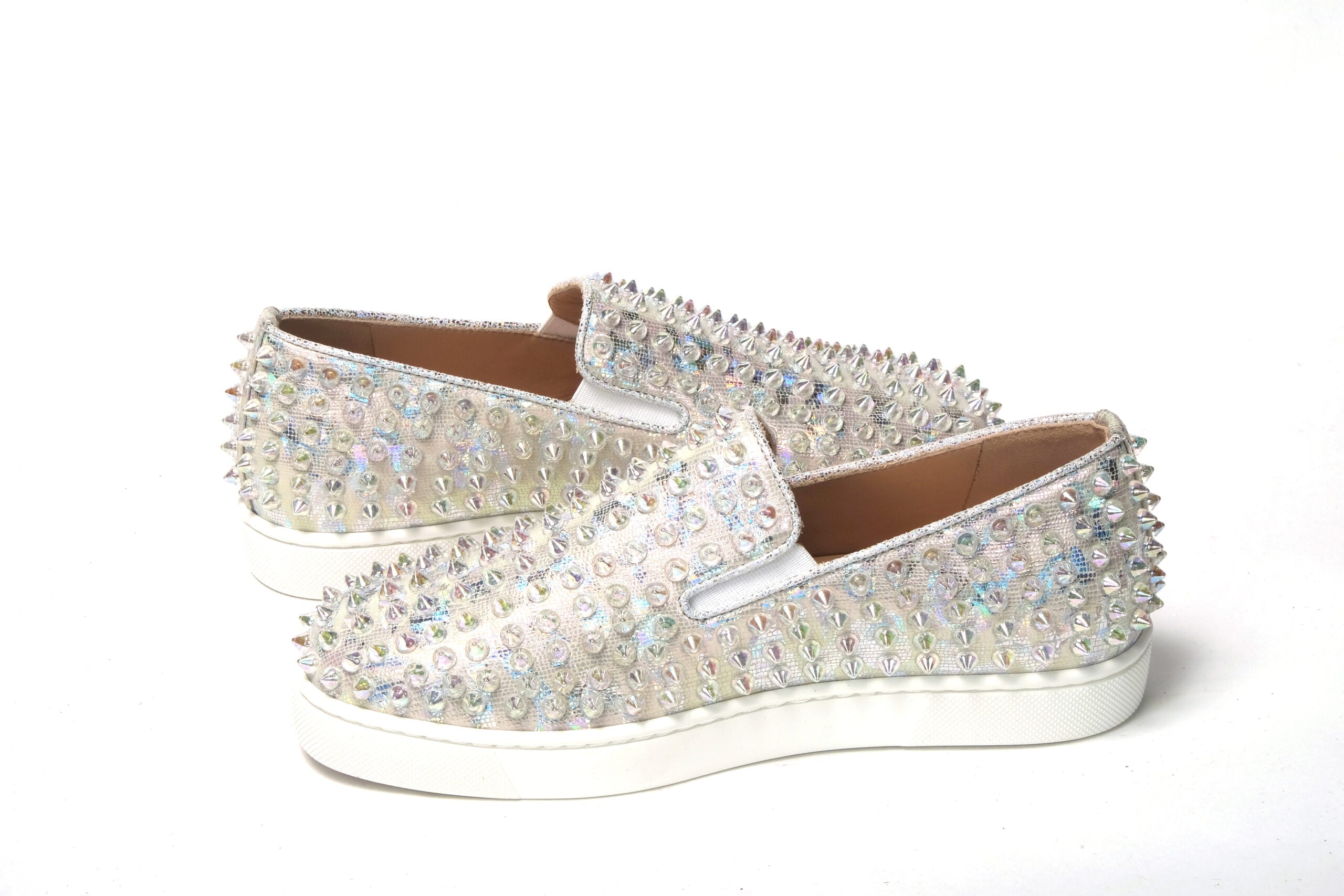 Christian Louboutin White Ab/Clear Ab Roller Boat Woman Flat Sneaker LUNESCAPE