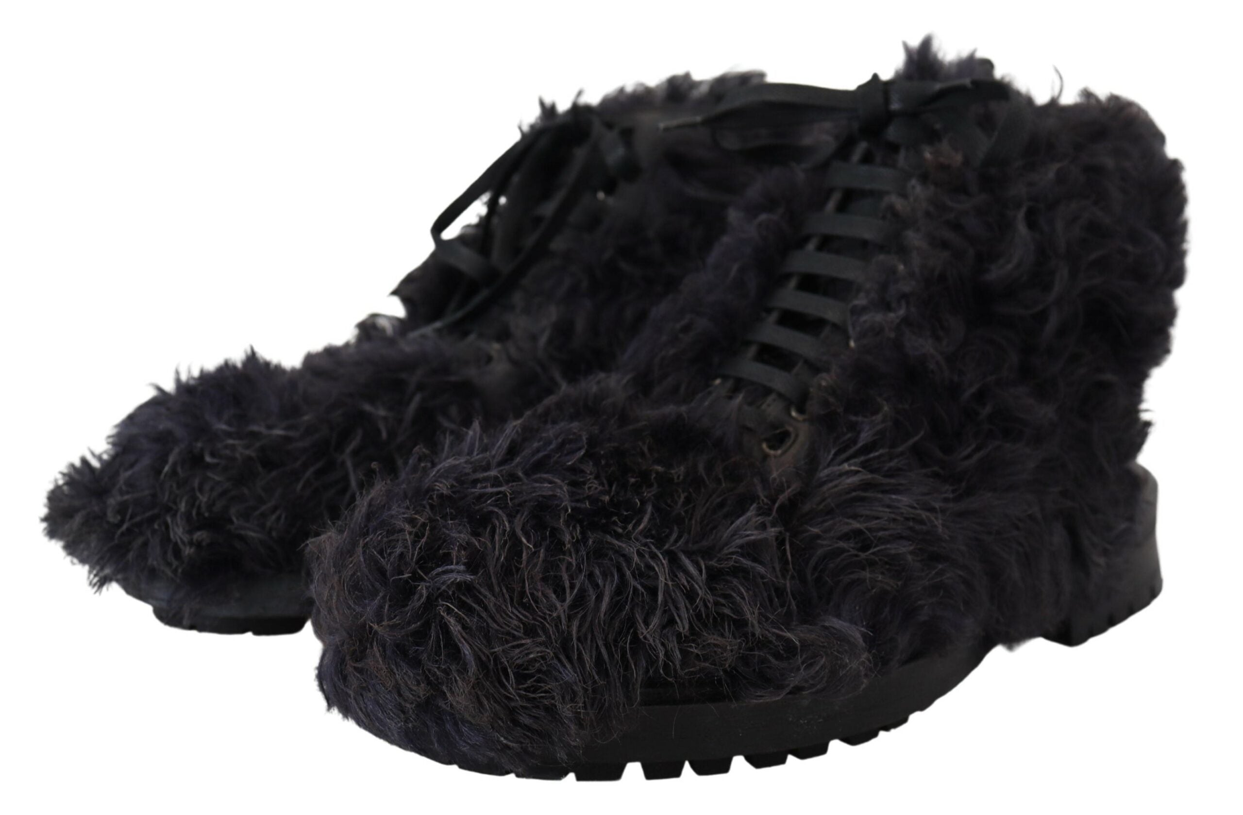 Dolce & Gabbana Black Leather Shearling Ankle Boots LUNESCAPE